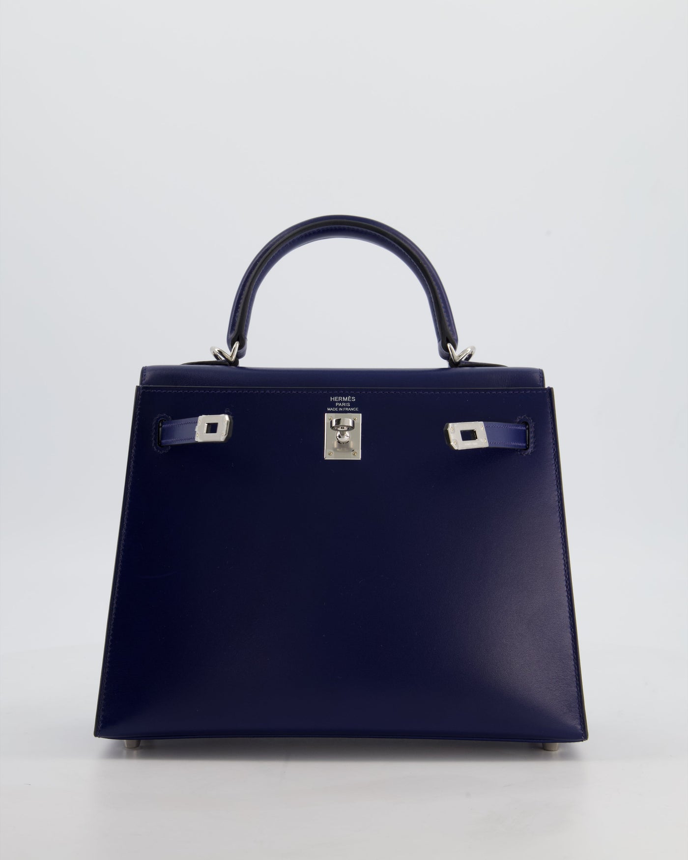 *RARE* Hermes Kelly 25 Sellier Bag in Bleu Saphir Box Leather with Palladium Hardware - Product Image 18