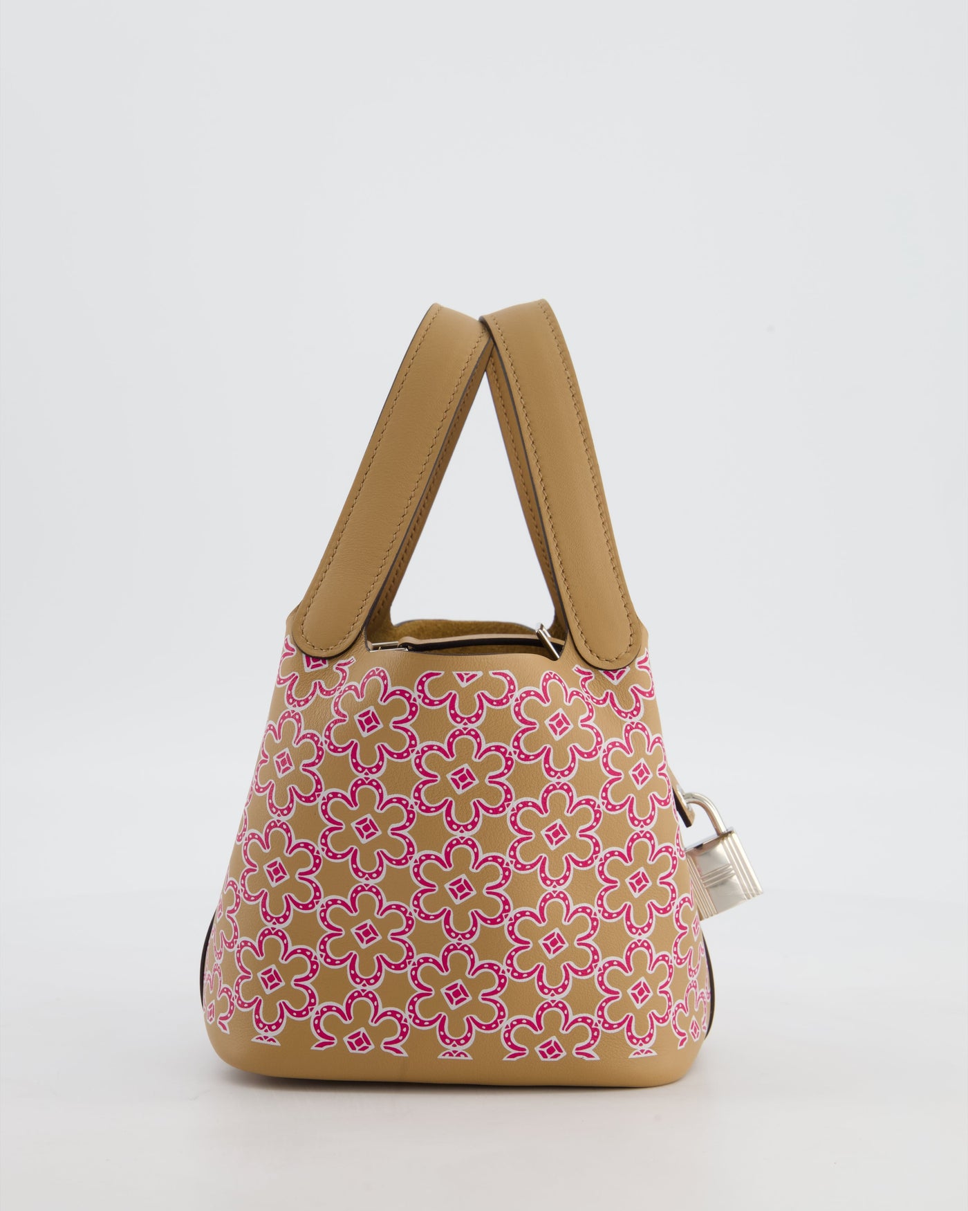 Hermes Micro Picotin 14 Lucky Daisy Bag in Blanc, Chai & Framboise Swift Leather with Palladium Hardware - Product Image 5