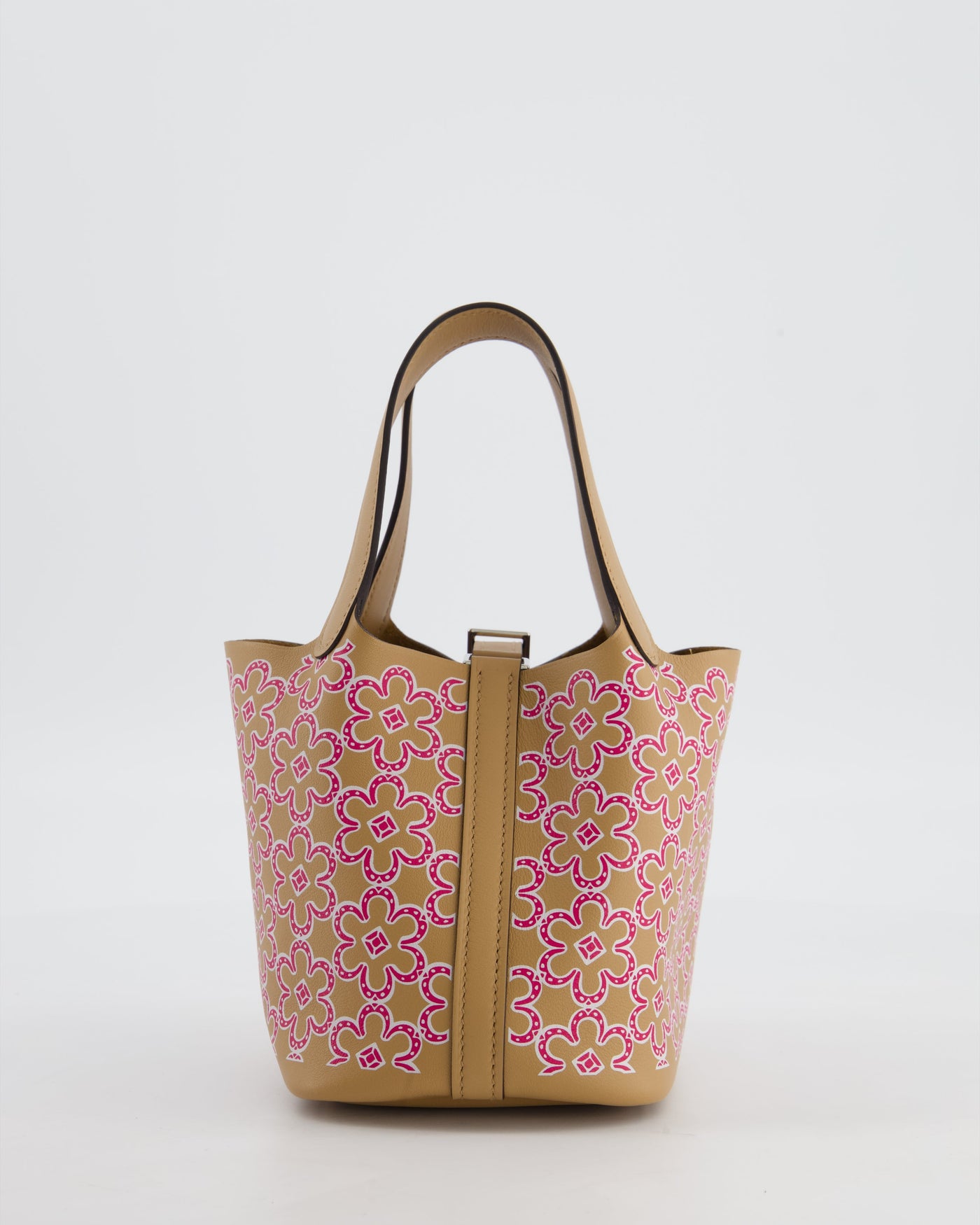 Hermes Micro Picotin 14 Lucky Daisy Bag in Blanc, Chai & Framboise Swift Leather with Palladium Hardware - Product Image 7