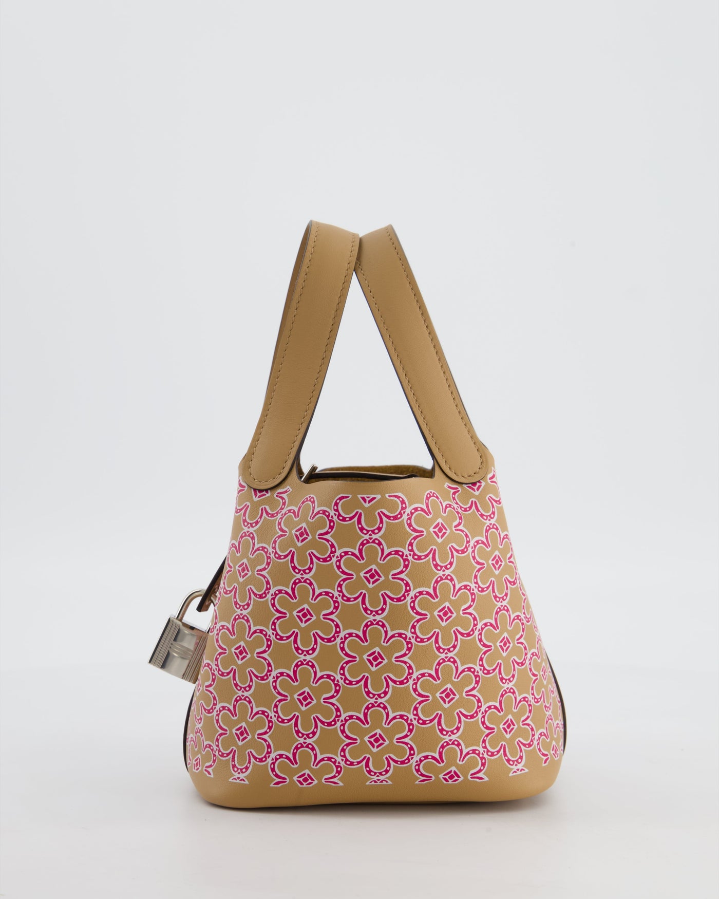 Hermes Micro Picotin 14 Lucky Daisy Bag in Blanc, Chai & Framboise Swift Leather with Palladium Hardware - Product Image 10