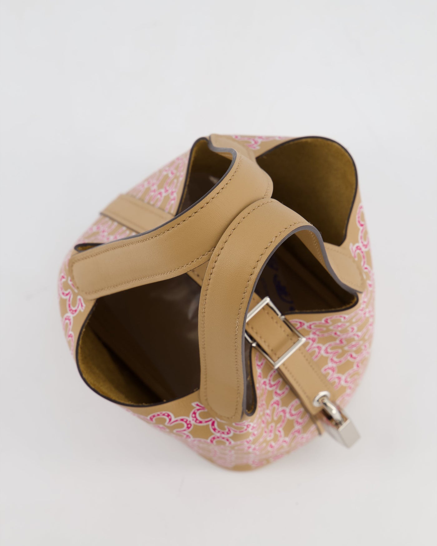 Hermes Micro Picotin 14 Lucky Daisy Bag in Blanc, Chai & Framboise Swift Leather with Palladium Hardware - Product Image 12