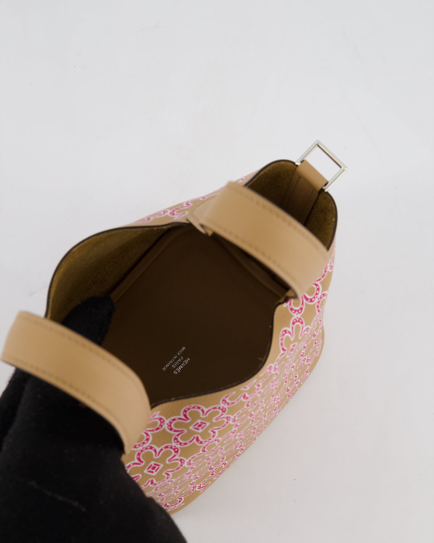 Hermes Micro Picotin 14 Lucky Daisy Bag in Blanc, Chai & Framboise Swift Leather with Palladium Hardware - Product Image 13