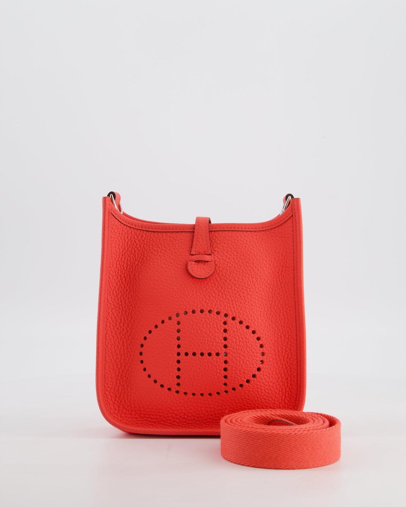 Hermes Mini Evelyne Bag in Rose Texas Clemence Leather with Palladium Hardware | Studio Nafay