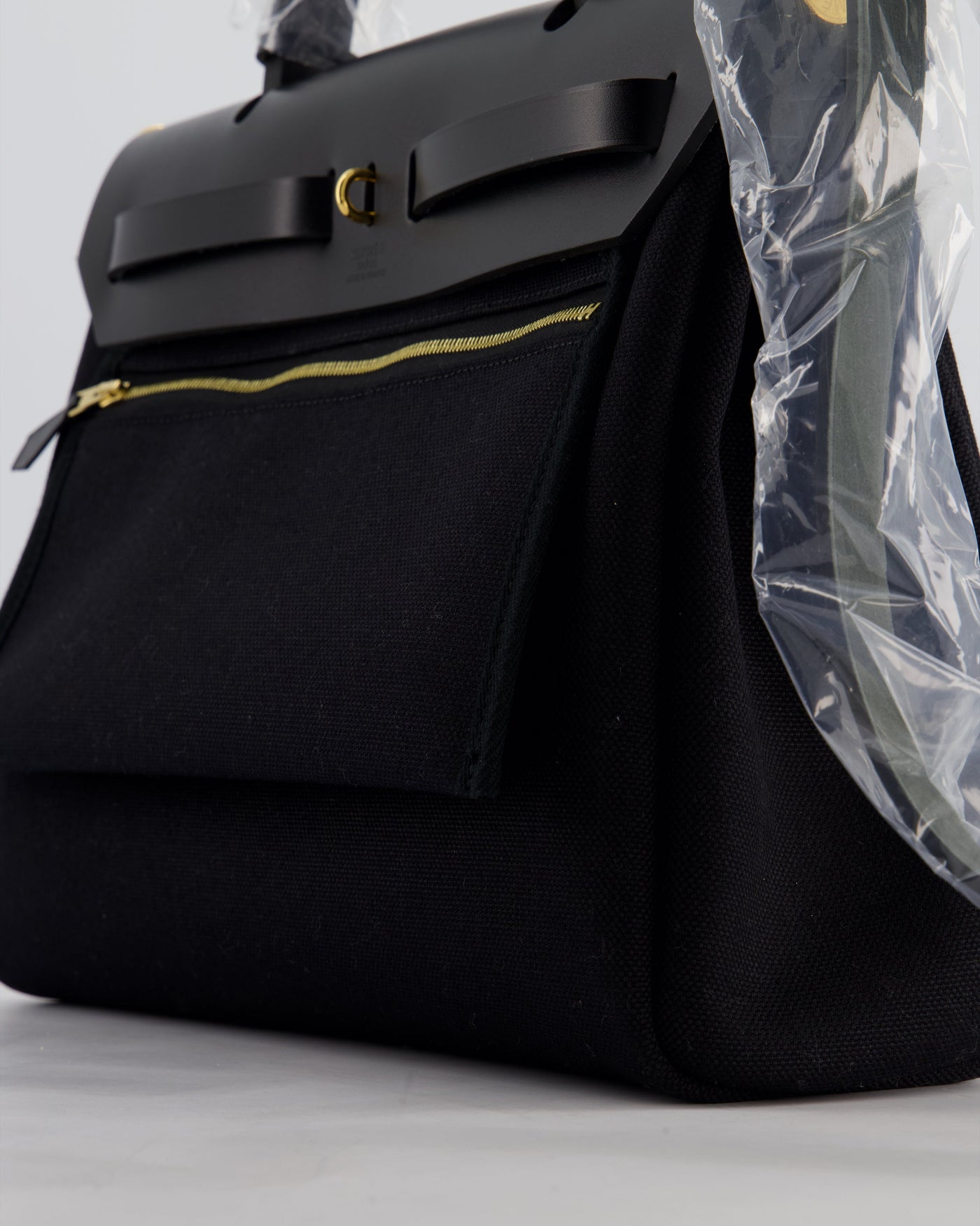 Hermes Herbag 31 Zip Bag in Noir Toile Officier Canvas, Noir Vache Hunter Leather with Gold Hardware - Product Image 13