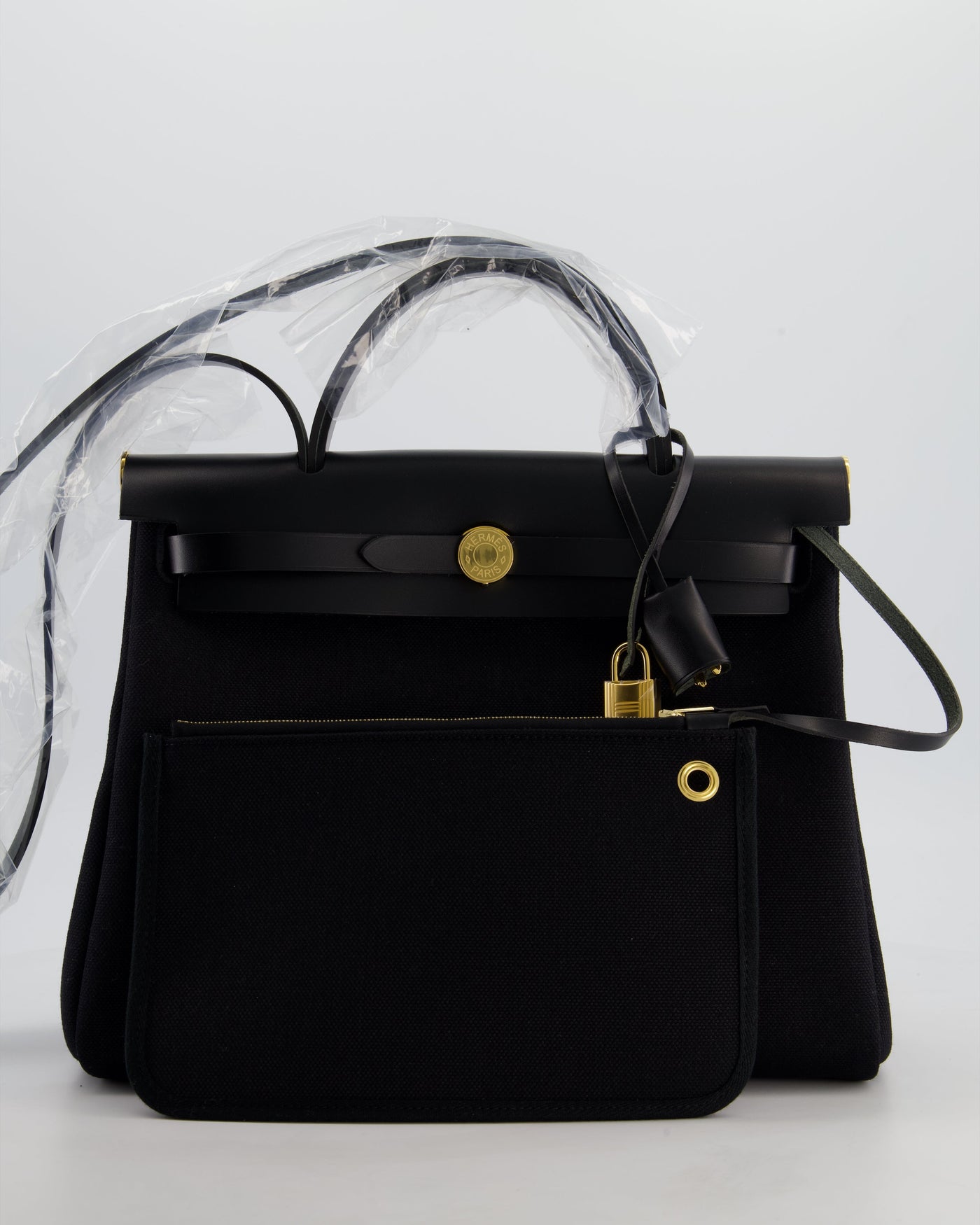 Hermes Herbag 31 Zip Bag in Noir Toile Officier Canvas, Noir Vache Hunter Leather with Gold Hardware - Product Image 2