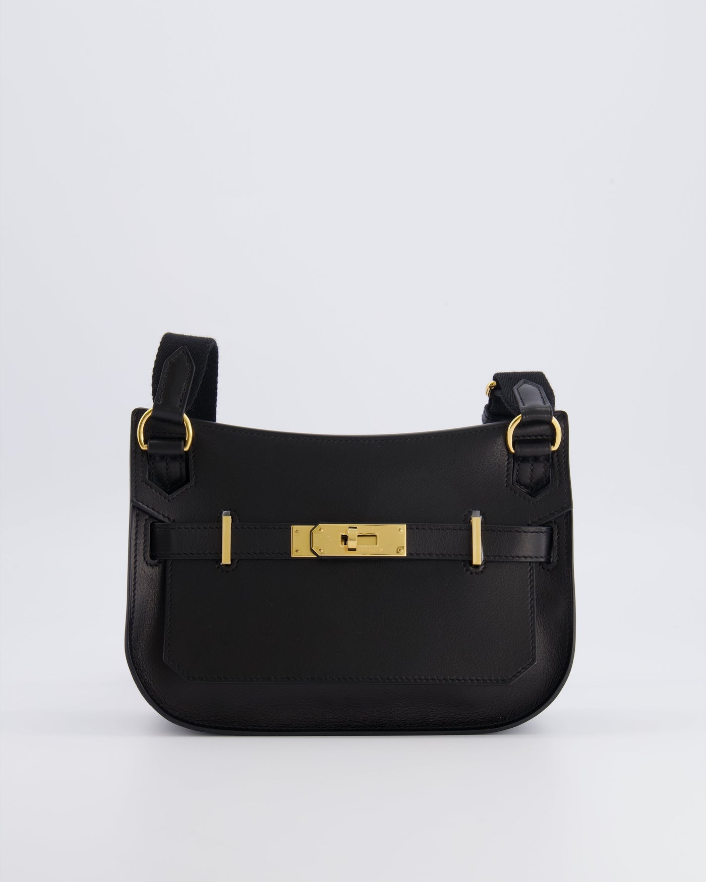 *RARE* Hermes Mini Jypsiere Crossbody Bag in Black Evergrain Leather with Gold Hardware | Studio Nafay