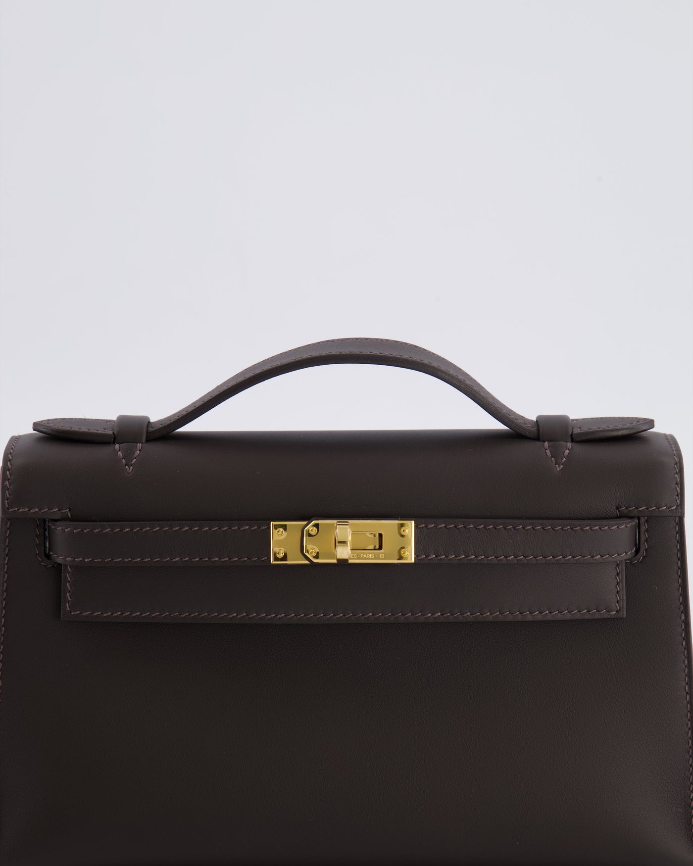 *RARE* Hermes Kelly Pochette Bag in Bai Brun Swift Leather with Gold Hardware - Product Image 13