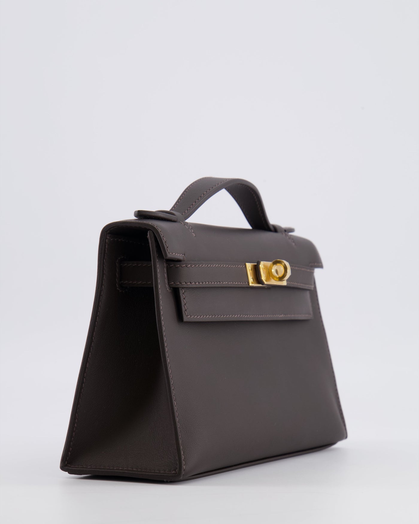 *RARE* Hermes Kelly Pochette Bag in Bai Brun Swift Leather with Gold Hardware - Product Image 9