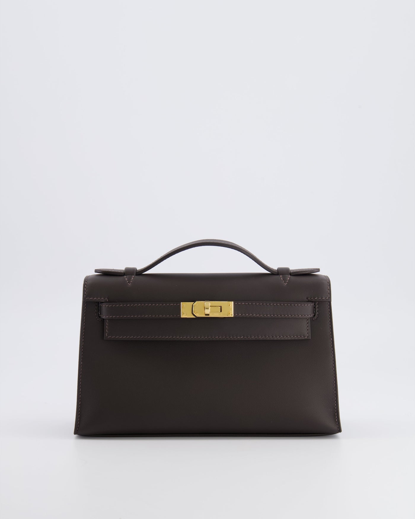*RARE* Hermes Kelly Pochette Bag in Bai Brun Swift Leather with Gold Hardware | Studio Nafay