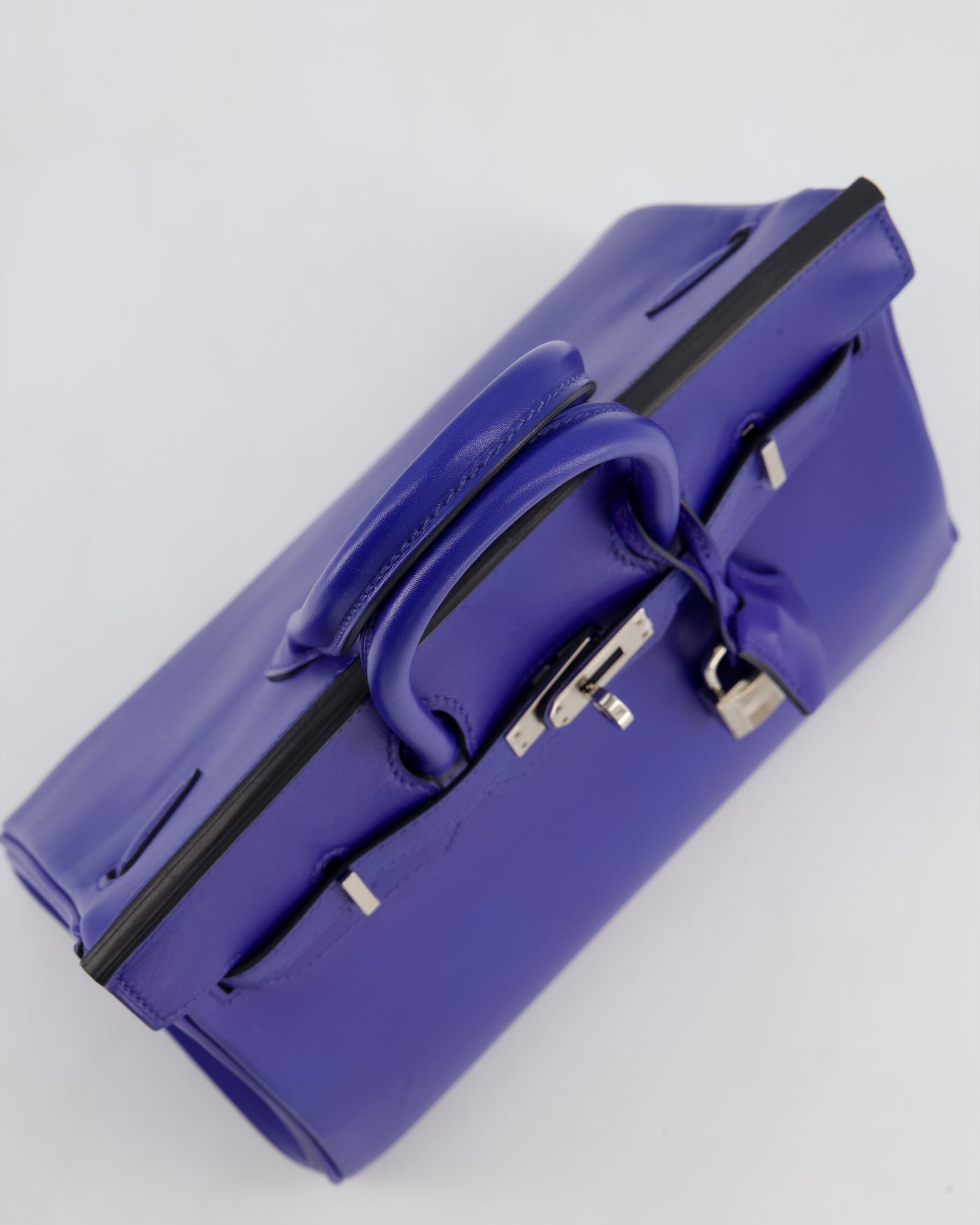 Hermes Birkin 25 Retourne Bag in Blue Electrique Tadelakt Leather with Palladium Hardware - Product Image 16