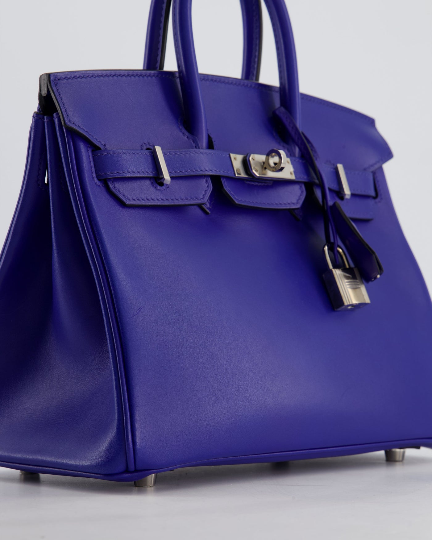 Hermes Birkin 25 Retourne Bag in Blue Electrique Tadelakt Leather with Palladium Hardware - Product Image 10