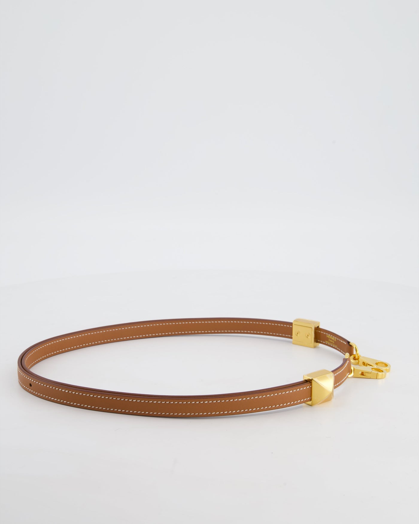 Hermes Medor Adjustable Bag Strap in Gold Swift Leather with Gold Hardware - Product Image 6