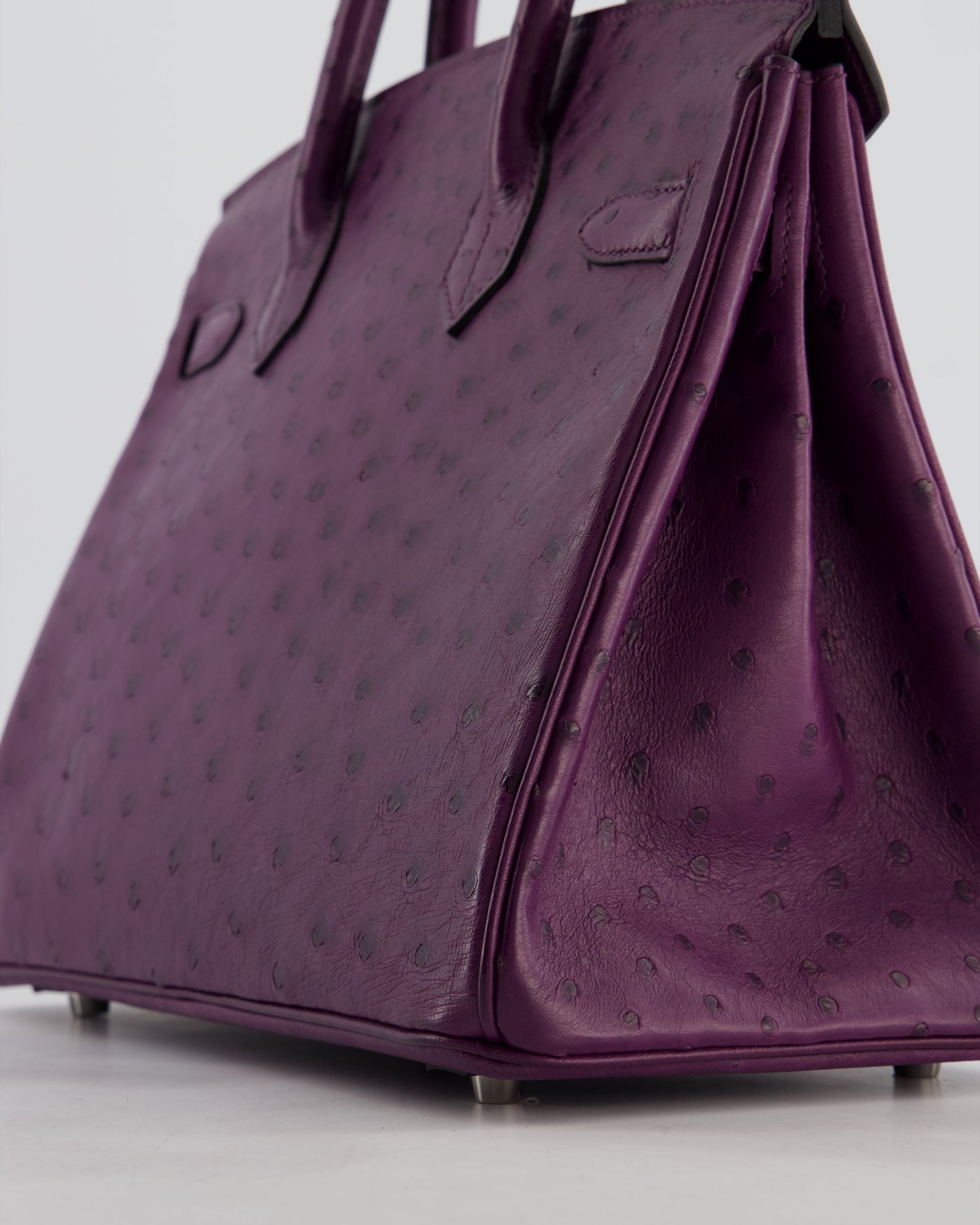 Hermes Birkin 30 Retourne Bag in Violine Ostrich Leather with Palladium Hardware - Product Image 12