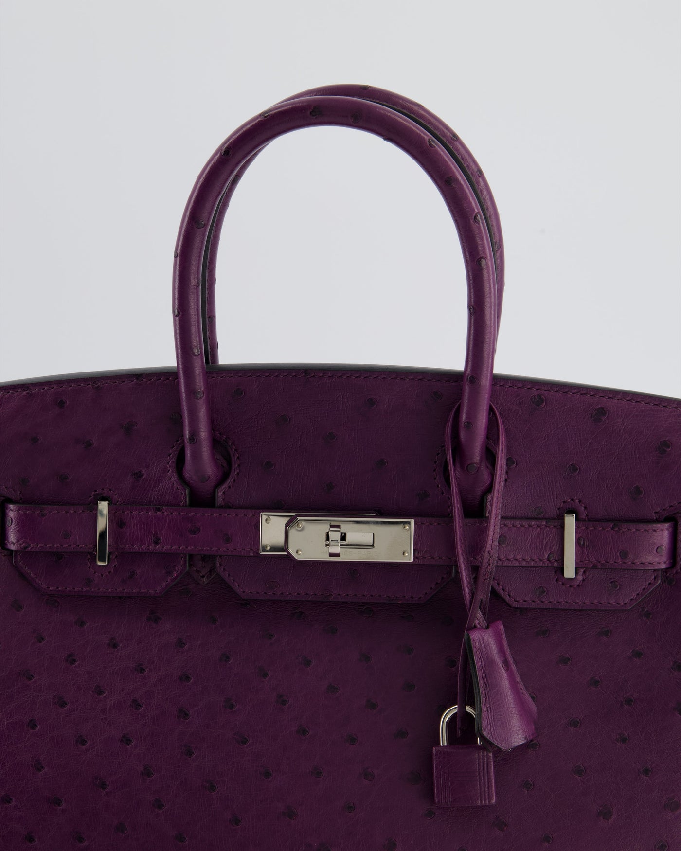 Hermes Birkin 30 Retourne Bag in Violine Ostrich Leather with Palladium Hardware - Product Image 14