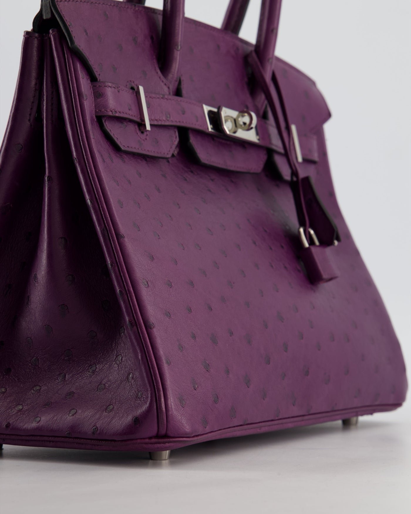 Hermes Birkin 30 Retourne Bag in Violine Ostrich Leather with Palladium Hardware - Product Image 10