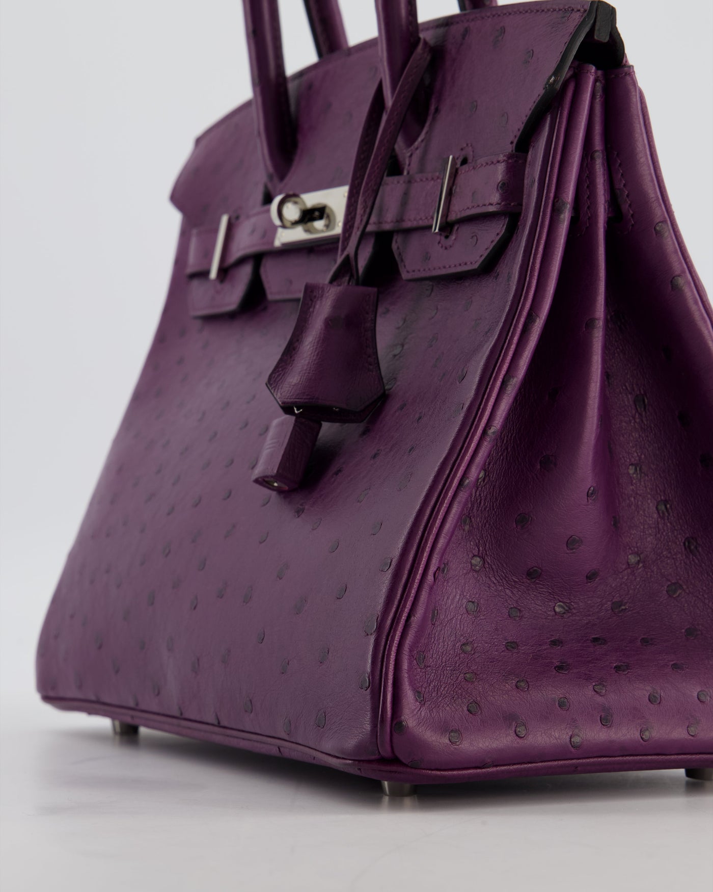 Hermes Birkin 30 Retourne Bag in Violine Ostrich Leather with Palladium Hardware - Product Image 11