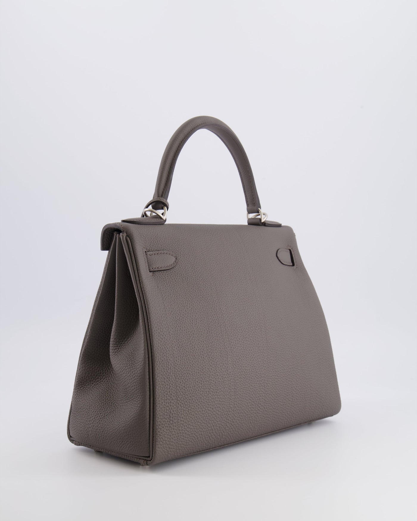 Hermes Kelly 28 Retourne HSS Bag in Gris Etain Togo Leather with Gris Perle Interior and Brushed Palladium Hardware - Product Image 9