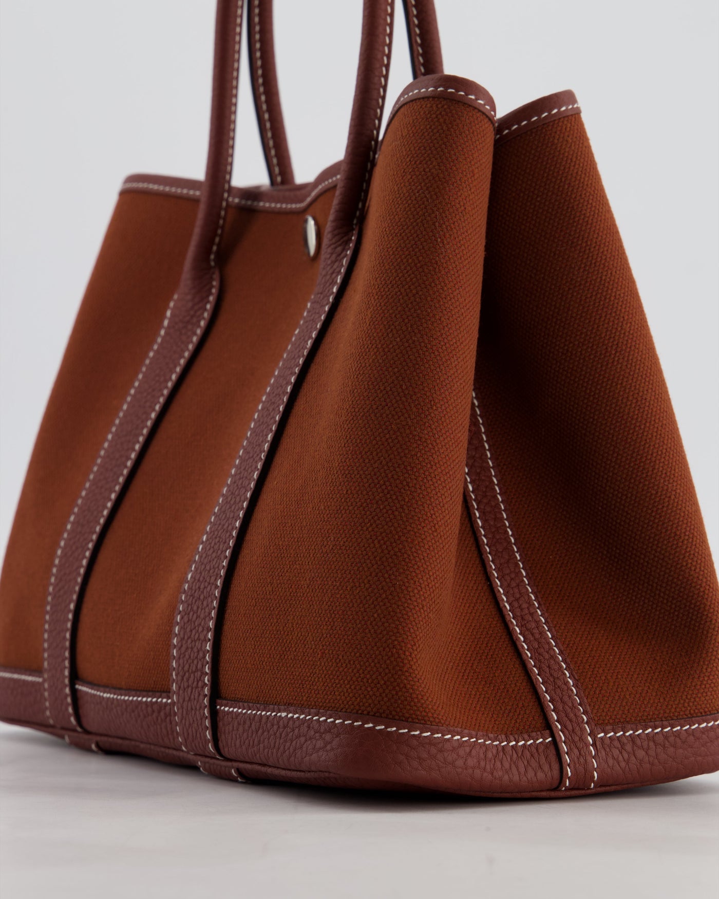 Hermes Garden Party 30 Bag in Rouge H Canvas and Negonda Leather with Palladium Hardware - Product Image 12