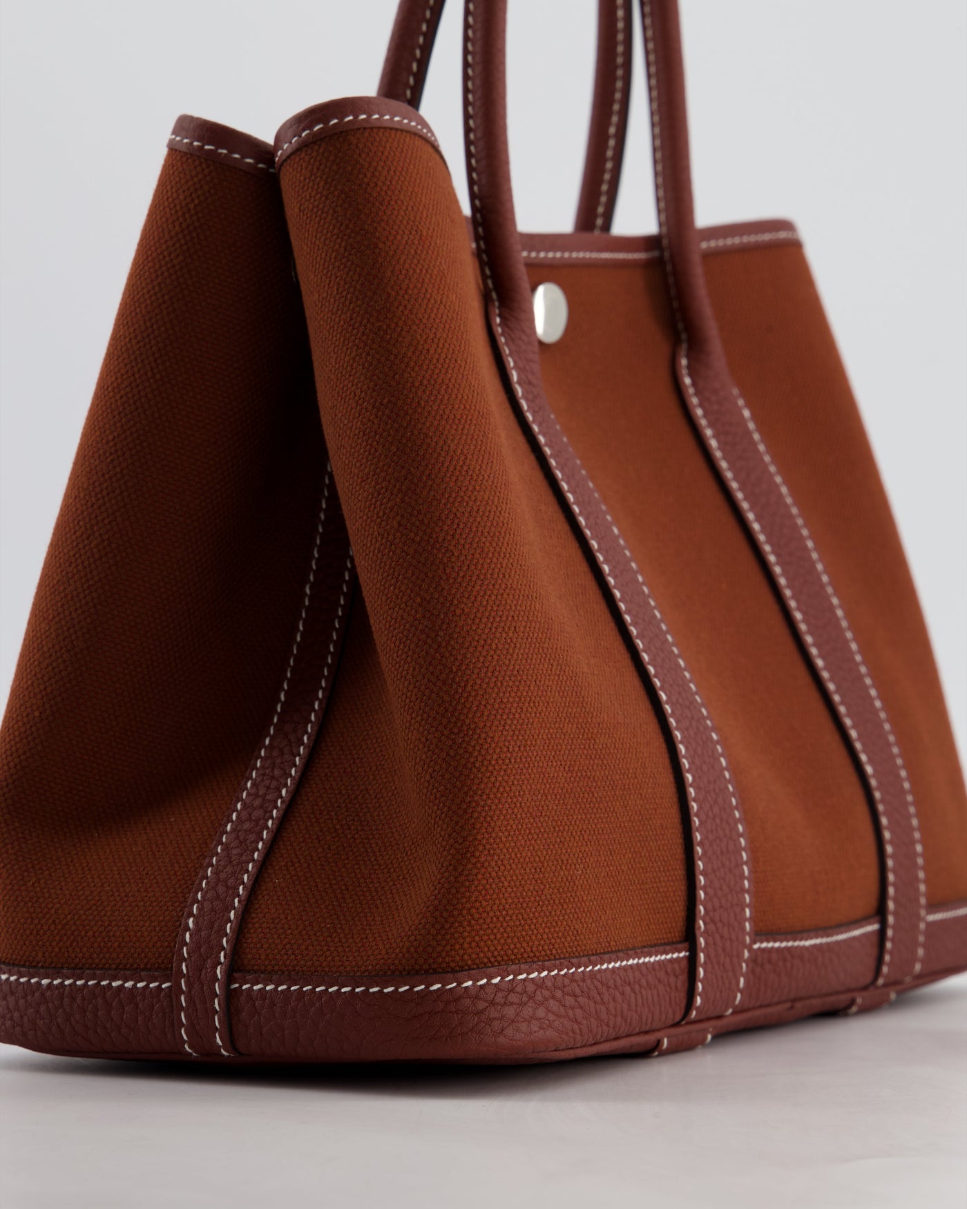 Hermes Garden Party 30 Bag in Rouge H Canvas and Negonda Leather with Palladium Hardware - Product Image 13