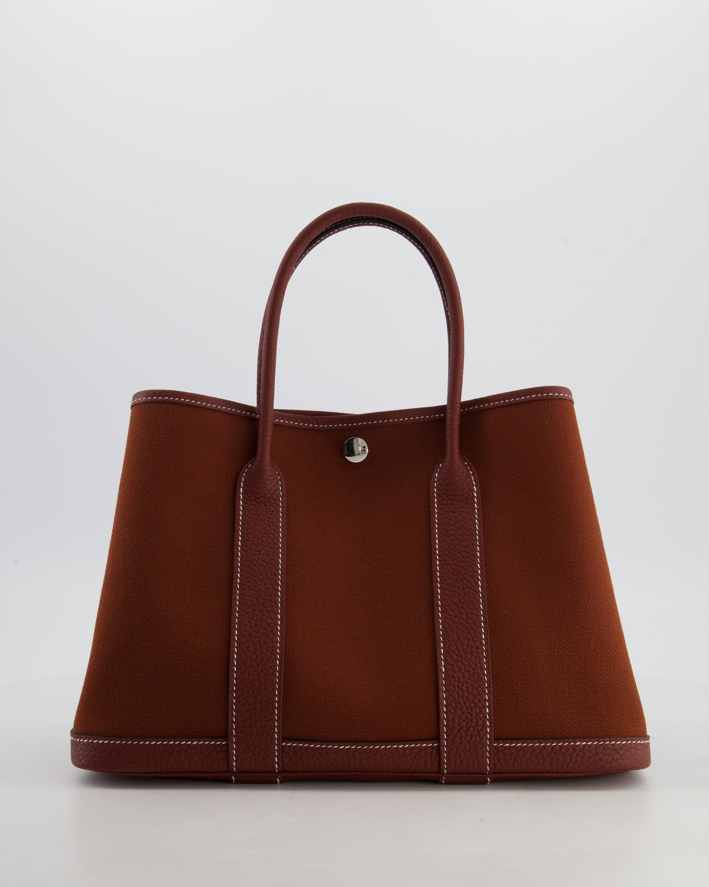 Hermes Garden Party 30 Bag in Rouge H Canvas and Negonda Leather with Palladium Hardware - Product Image 6