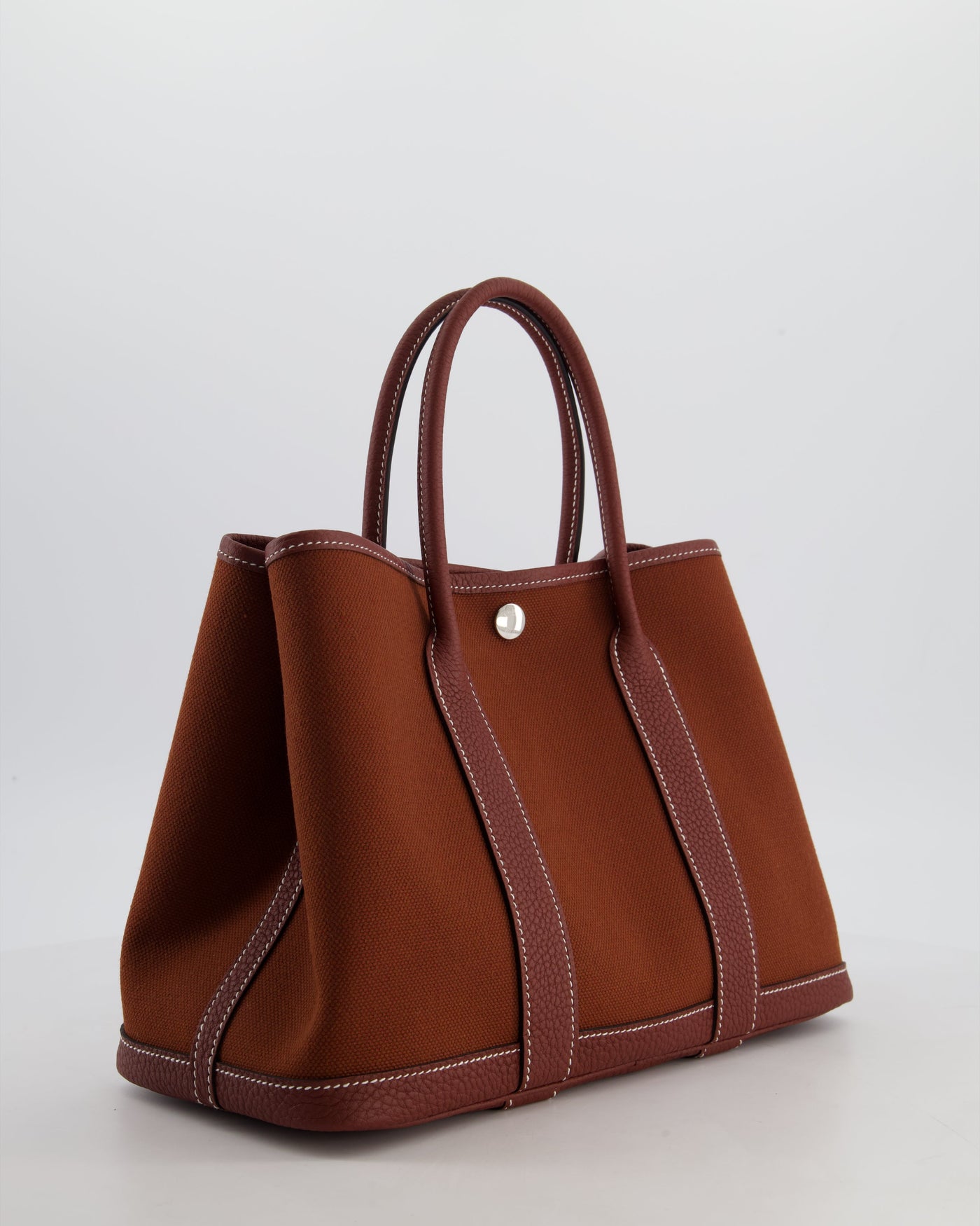 Hermes Garden Party 30 Bag in Rouge H Canvas and Negonda Leather with Palladium Hardware - Product Image 7