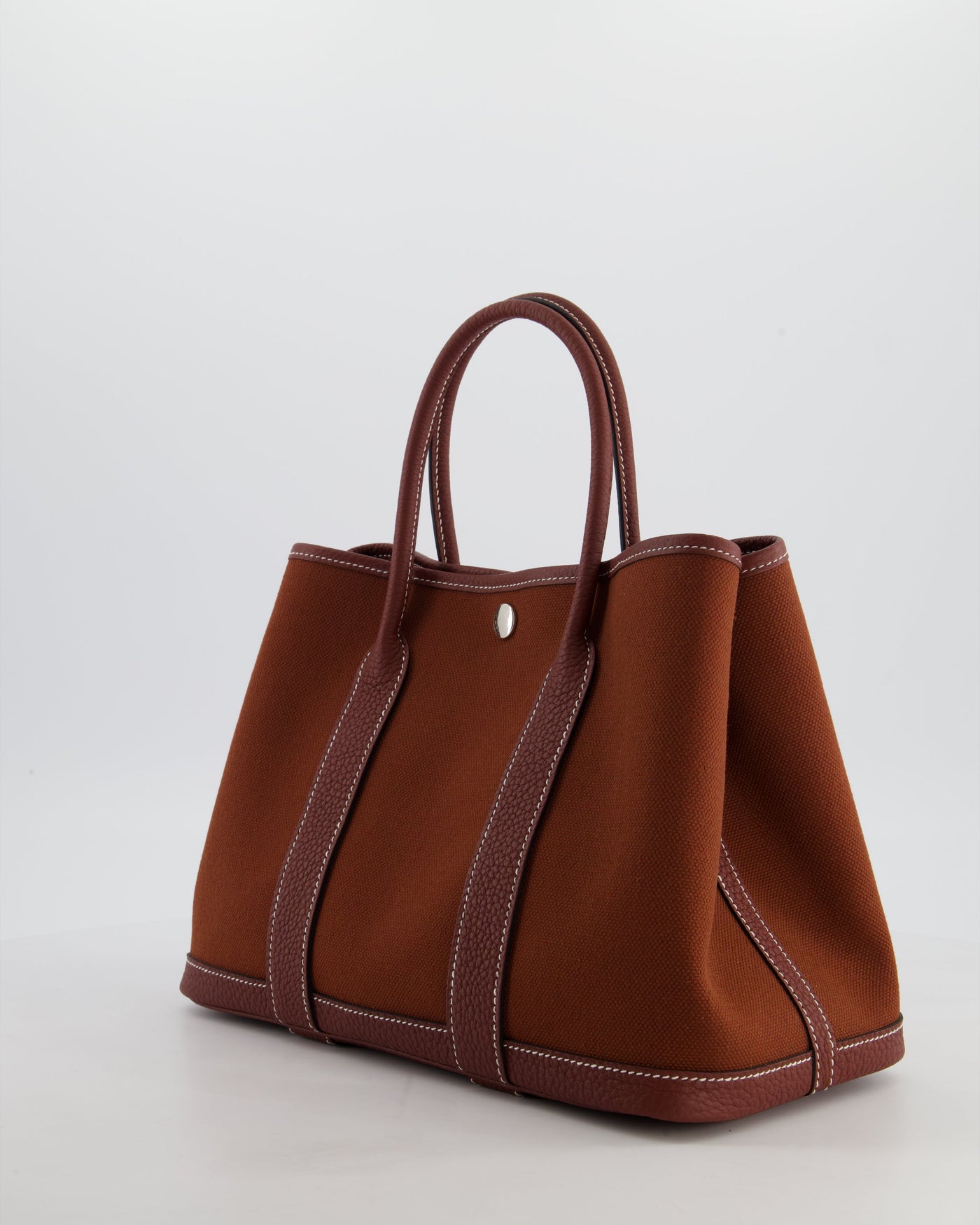 Hermes Garden Party 30 Bag in Rouge H Canvas and Negonda Leather with Palladium Hardware - Product Image 9