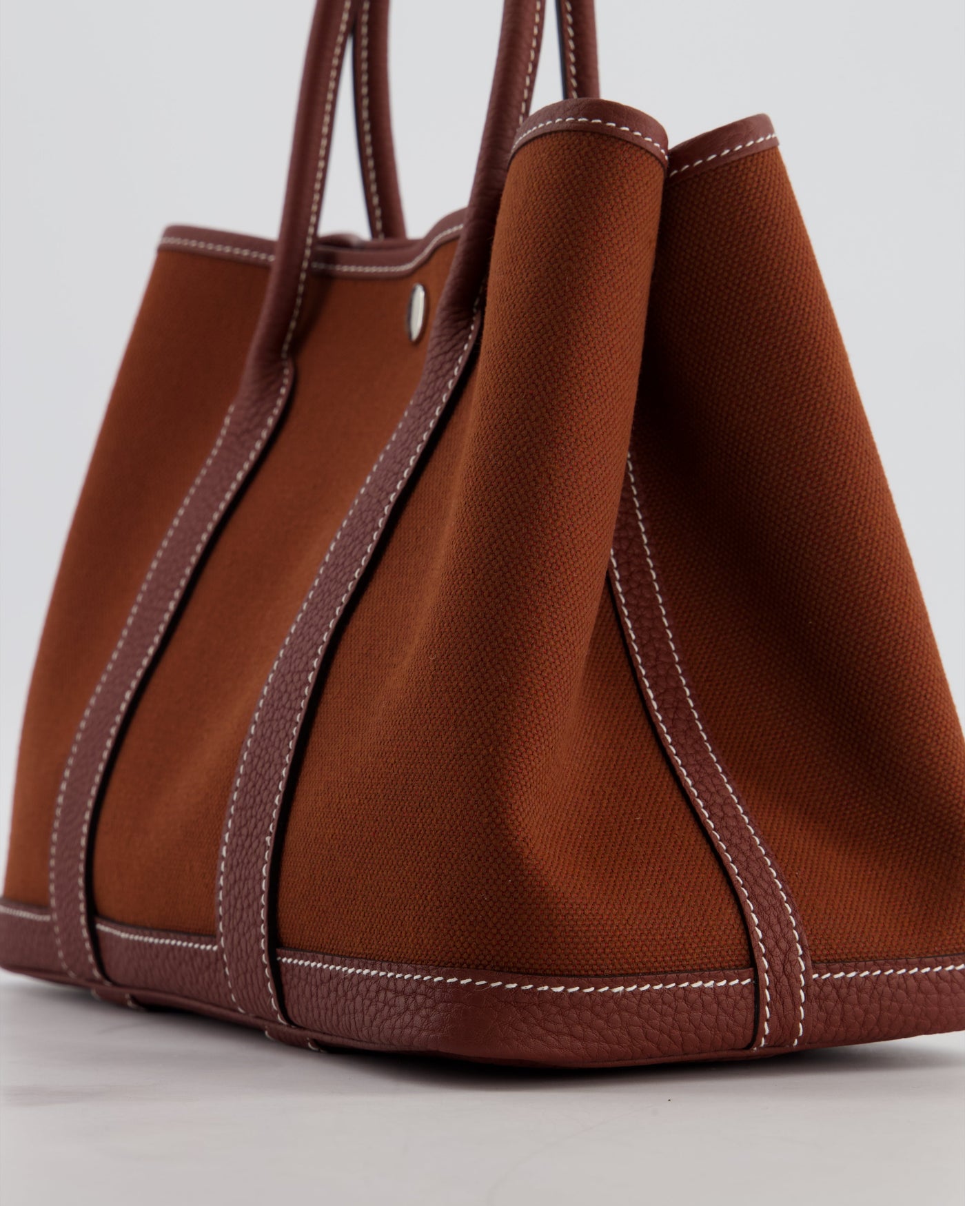 Hermes Garden Party 30 Bag in Rouge H Canvas and Negonda Leather with Palladium Hardware - Product Image 11
