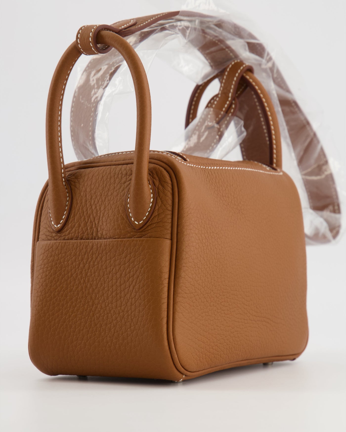Hermes Mini Lindy Bag in Gold Taurillon Clemence Leather with Palladium Hardware - Product Image 13