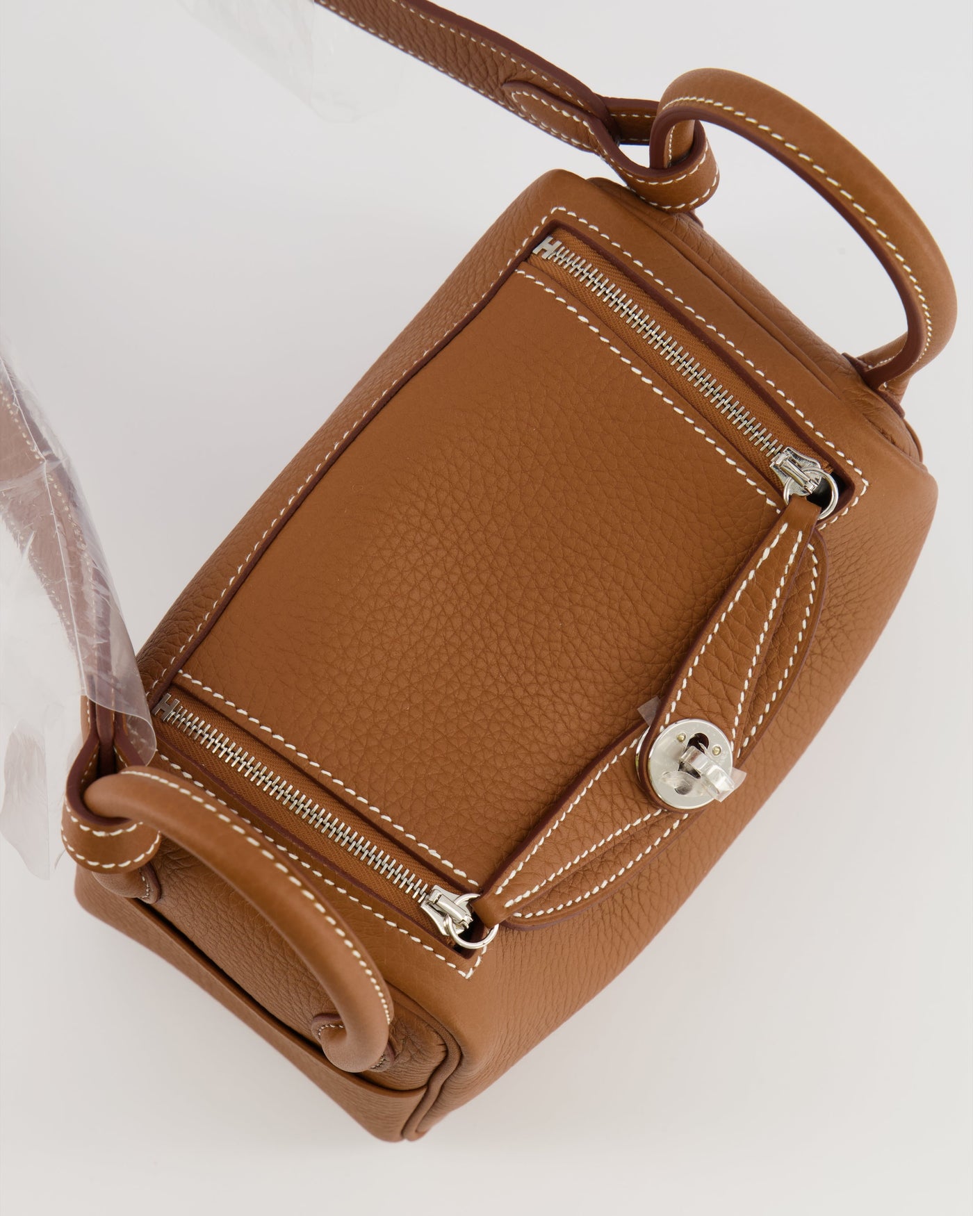 Hermes Mini Lindy Bag in Gold Taurillon Clemence Leather with Palladium Hardware - Product Image 16