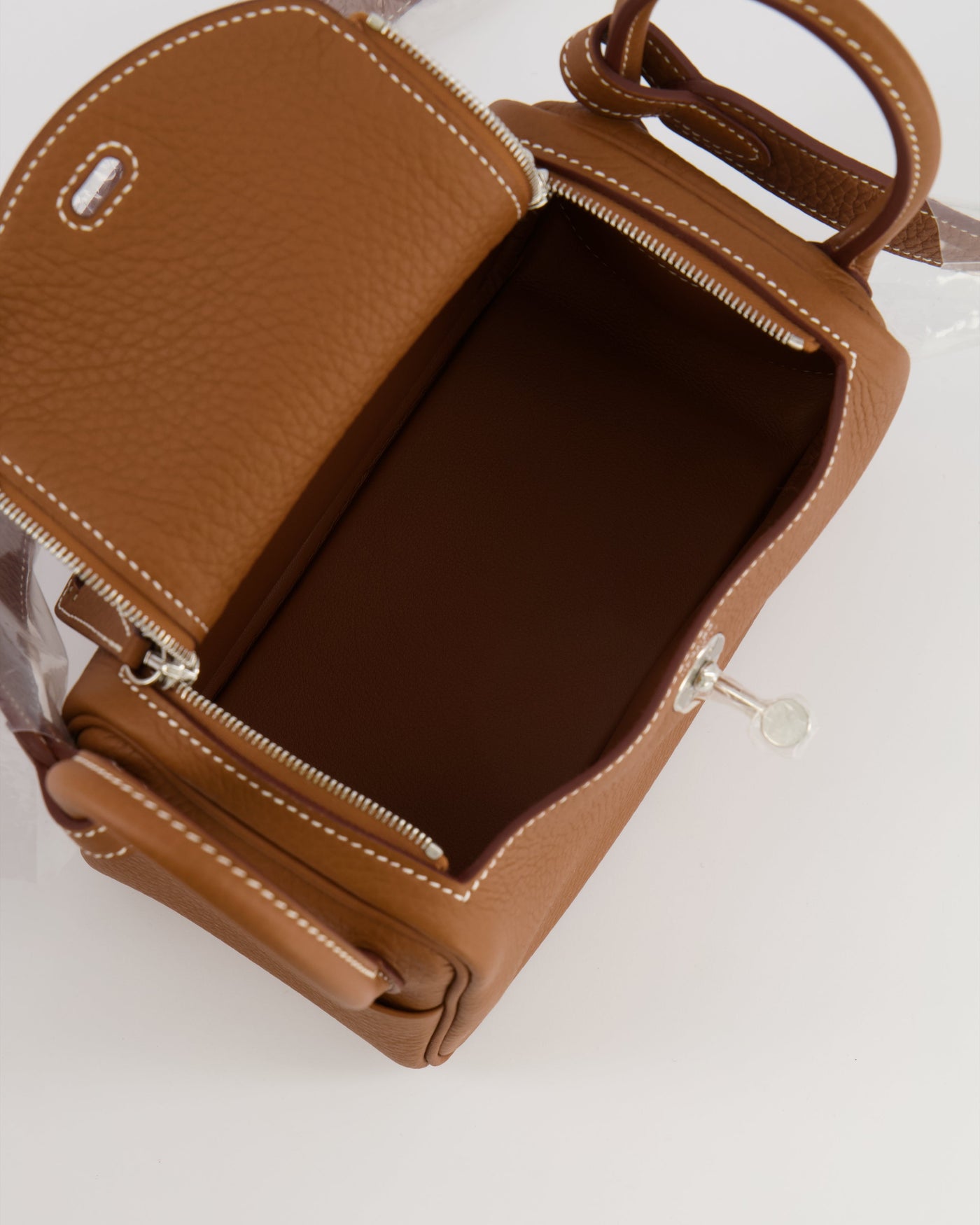 Hermes Mini Lindy Bag in Gold Taurillon Clemence Leather with Palladium Hardware - Product Image 17
