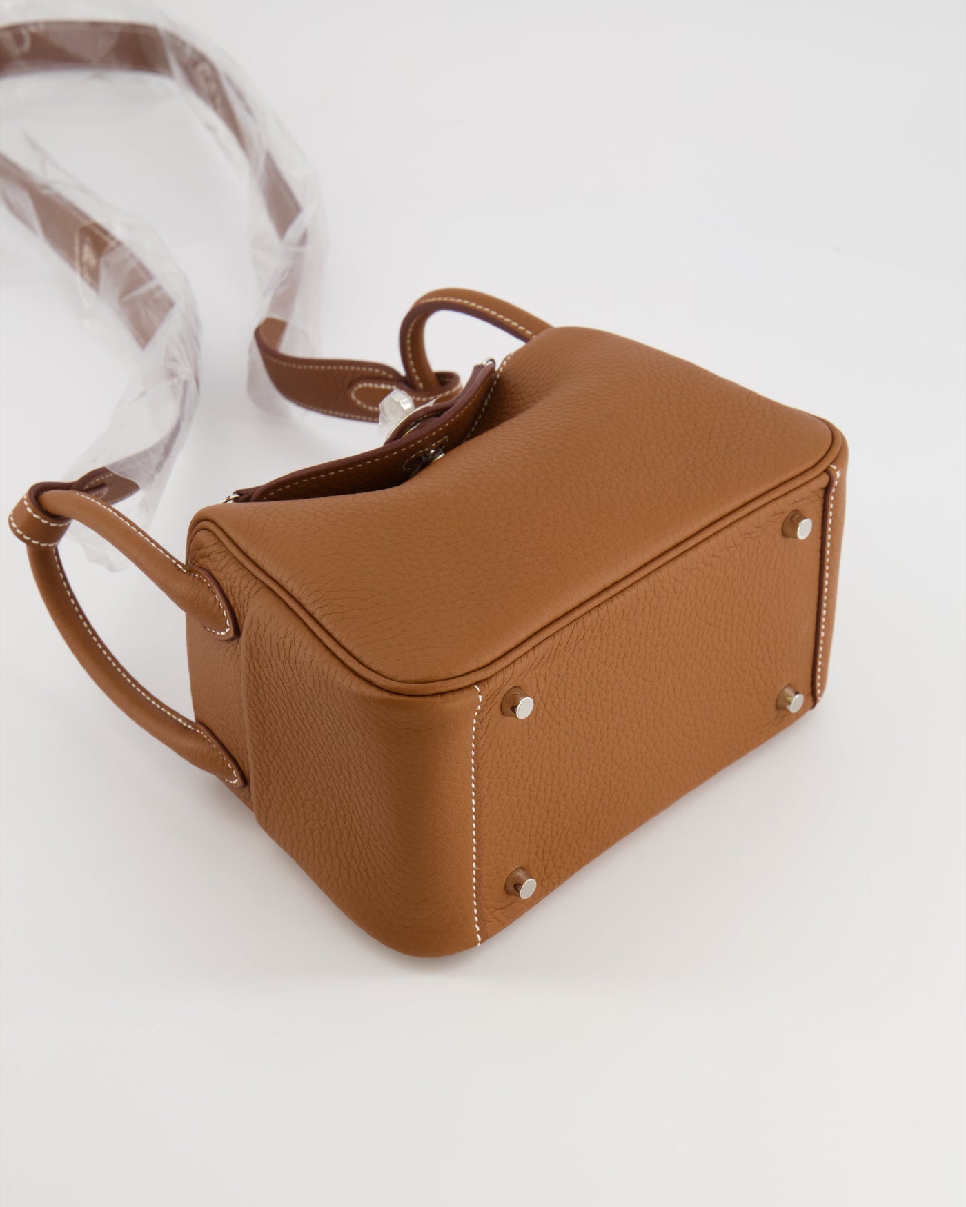 Hermes Mini Lindy Bag in Gold Taurillon Clemence Leather with Palladium Hardware - Product Image 19