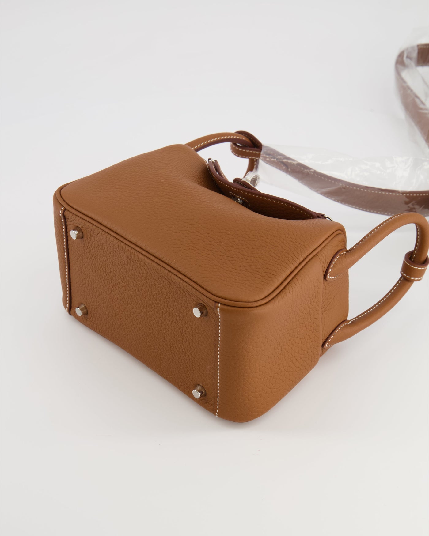 Hermes Mini Lindy Bag in Gold Taurillon Clemence Leather with Palladium Hardware - Product Image 20