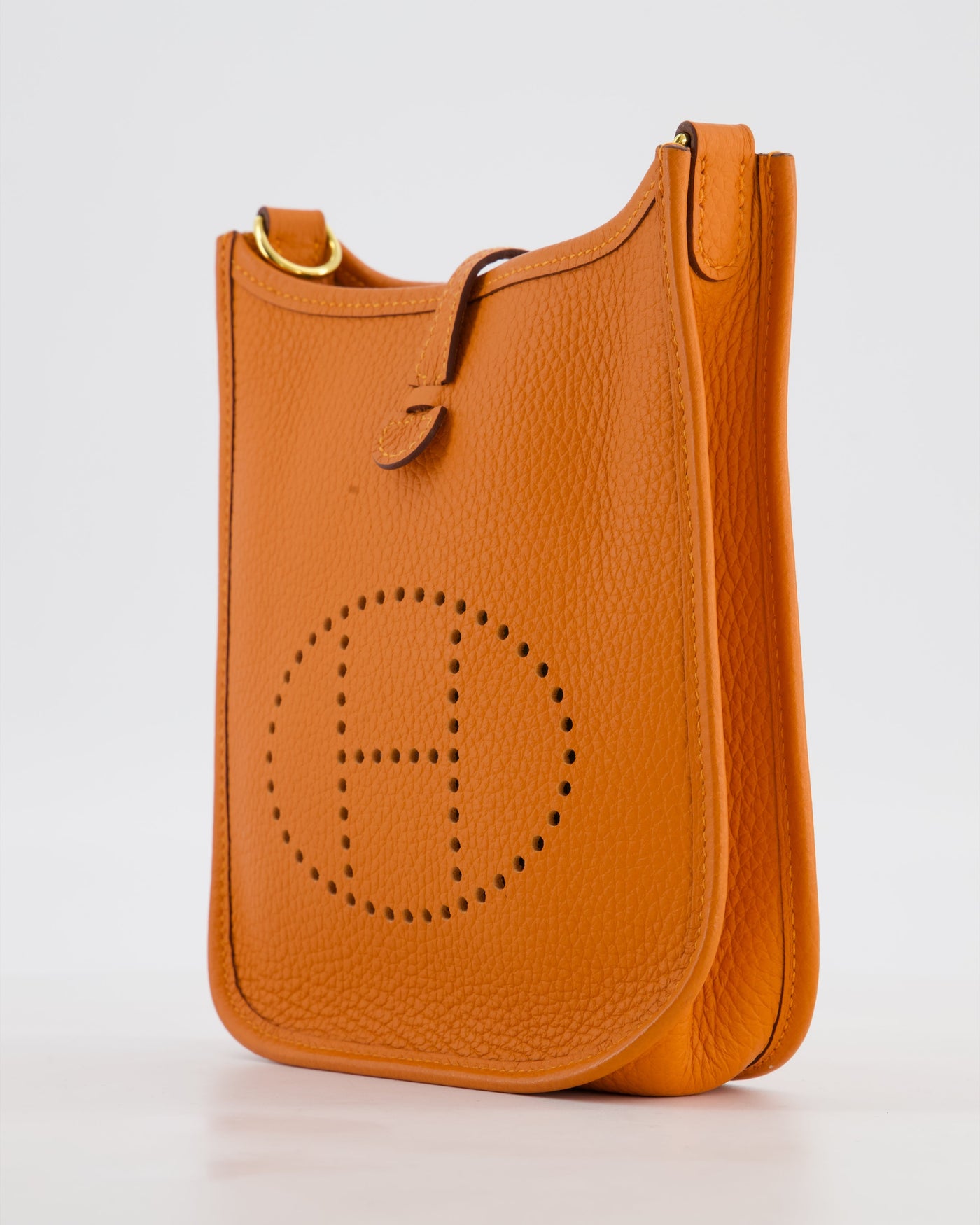 Hermes Mini Evelyne Bag in Orange Clemence Leather with Gold Hardware - Product Image 10