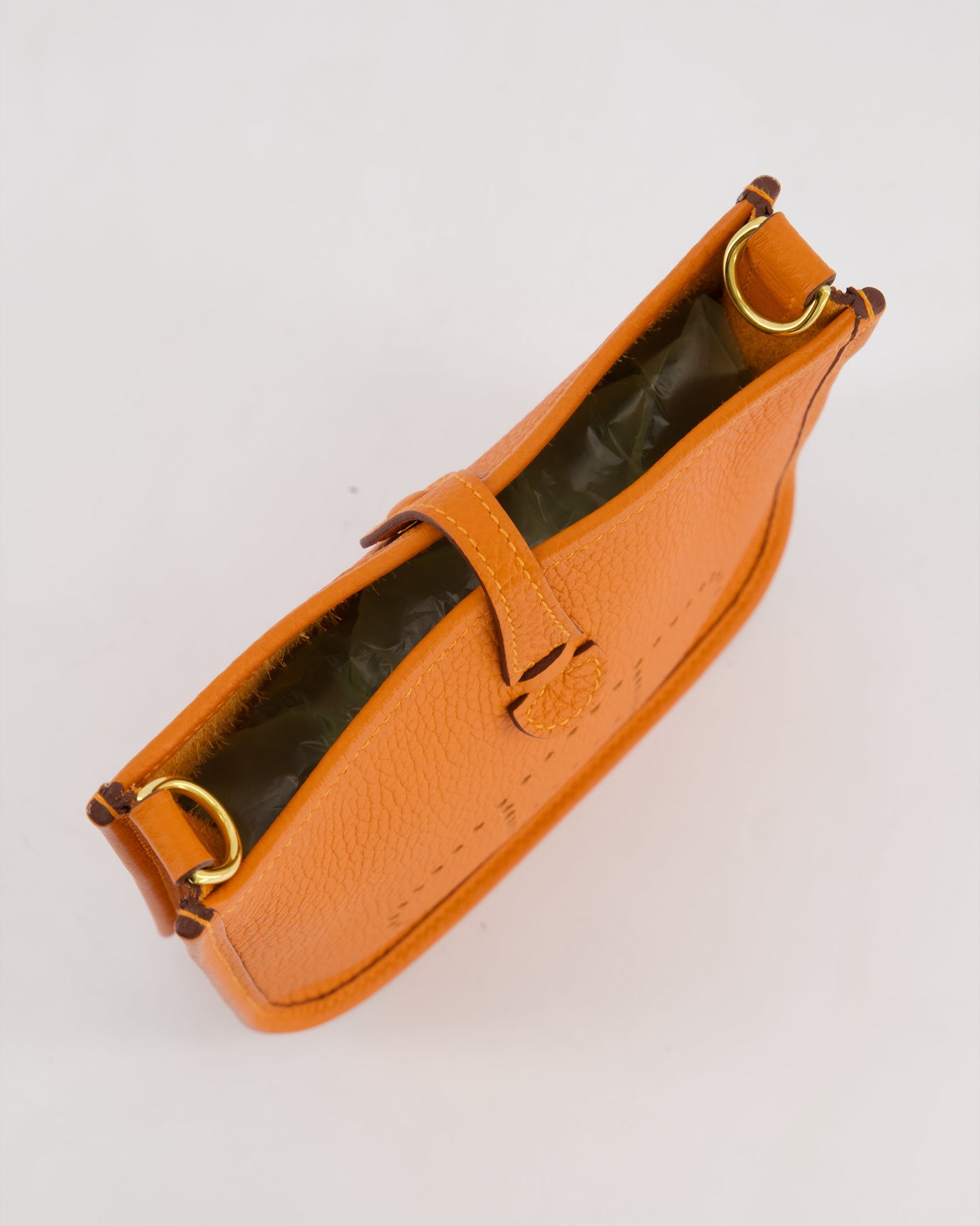 Hermes Mini Evelyne Bag in Orange Clemence Leather with Gold Hardware - Product Image 19