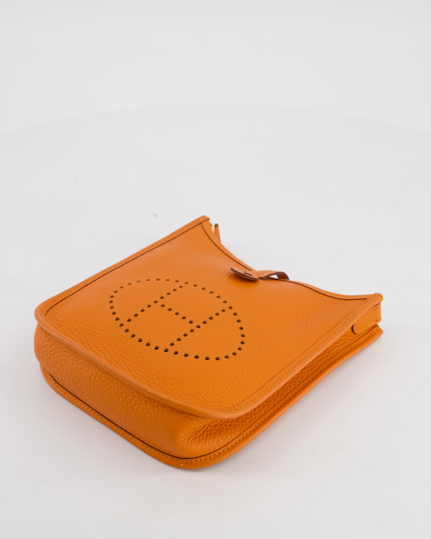 Hermes Mini Evelyne Bag in Orange Clemence Leather with Gold Hardware - Product Image 16