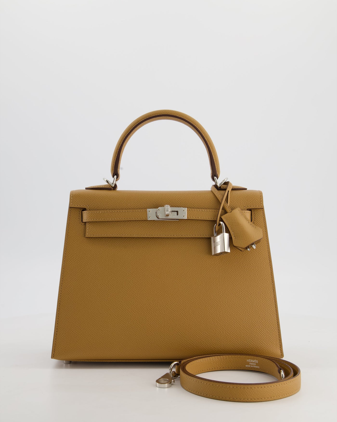 Hermes Kelly 25 Sellier Bag in Biscuit Epsom Leather with Palladium Hardware - Product Image 22