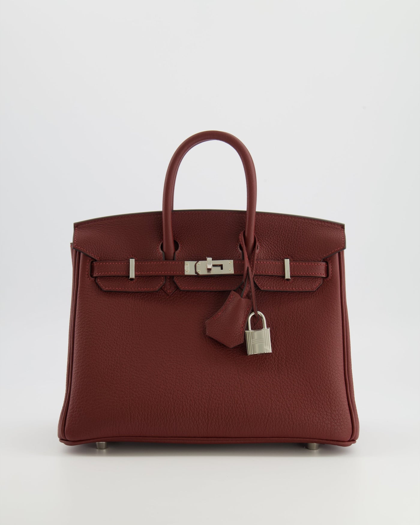 Hermes Birkin 25 Retourne Bag in Rouge H Veau Togo Leather with Palladium Hardware | Studio Nafay