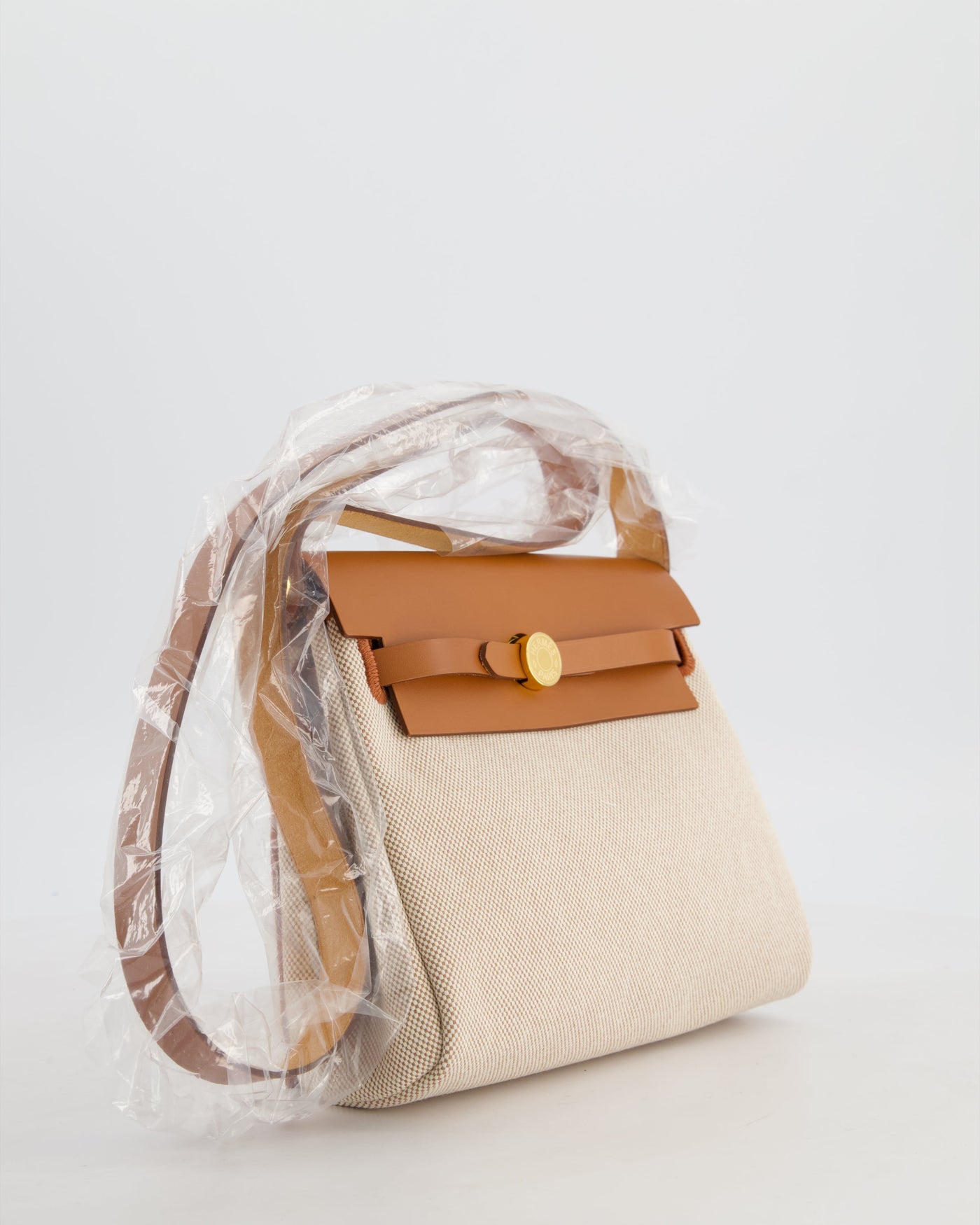 *HOT* Hermes Herbag Zip 20 Bag in Fauve Vache Hunter Leather & Ecru/Beige Viking Canvas with Gold Hardware - Product Image 2