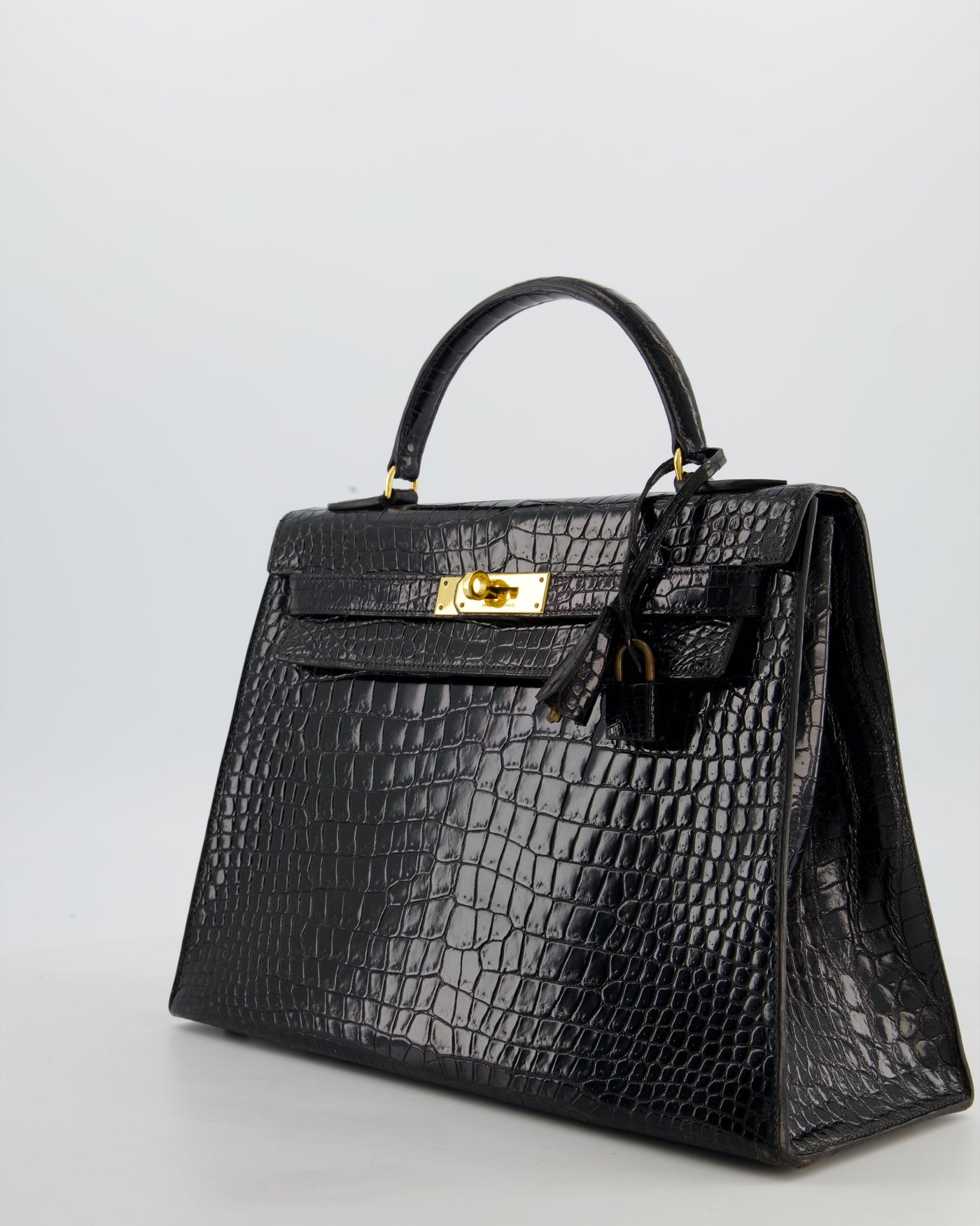 *HOT* Hermes Kelly 32 Sellier Bag in Noir Porosus Crocodile Leather with Gold Hardware - Product Image 9