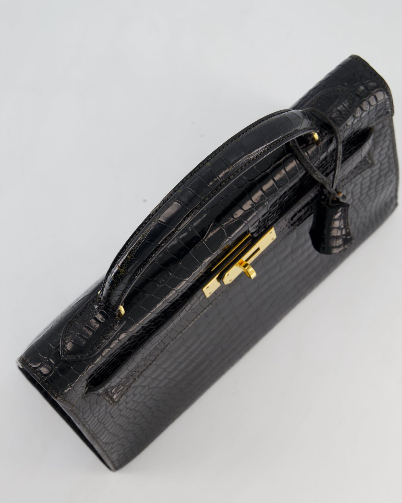 *HOT* Hermes Kelly 32 Sellier Bag in Noir Porosus Crocodile Leather with Gold Hardware - Product Image 16