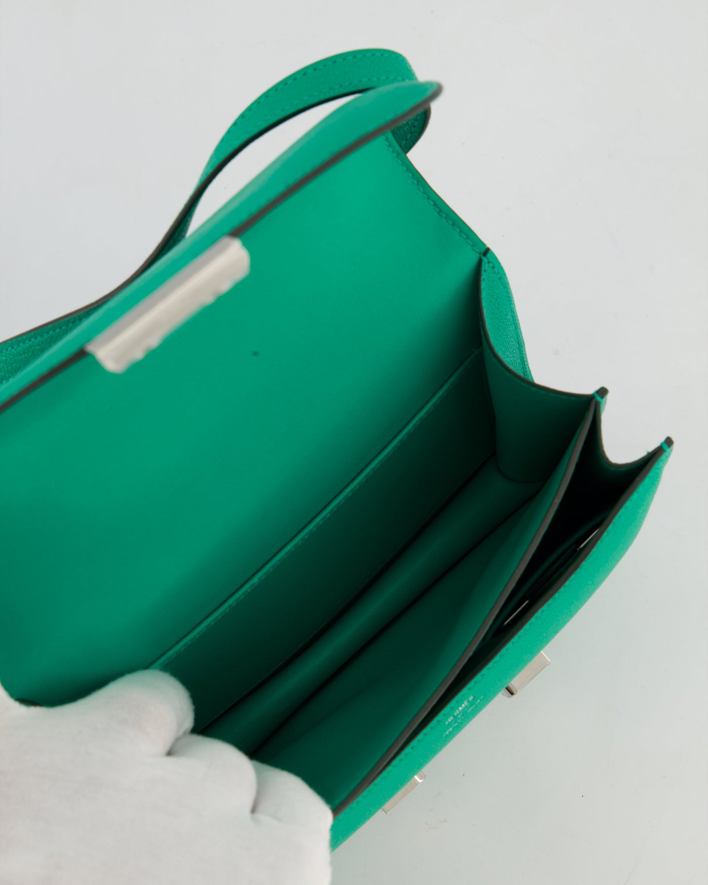 Hermes Mini Constance III Miroir 18 Bag in Menthe Chevre Mysore Leather with Palladium Hardware - Product Image 15