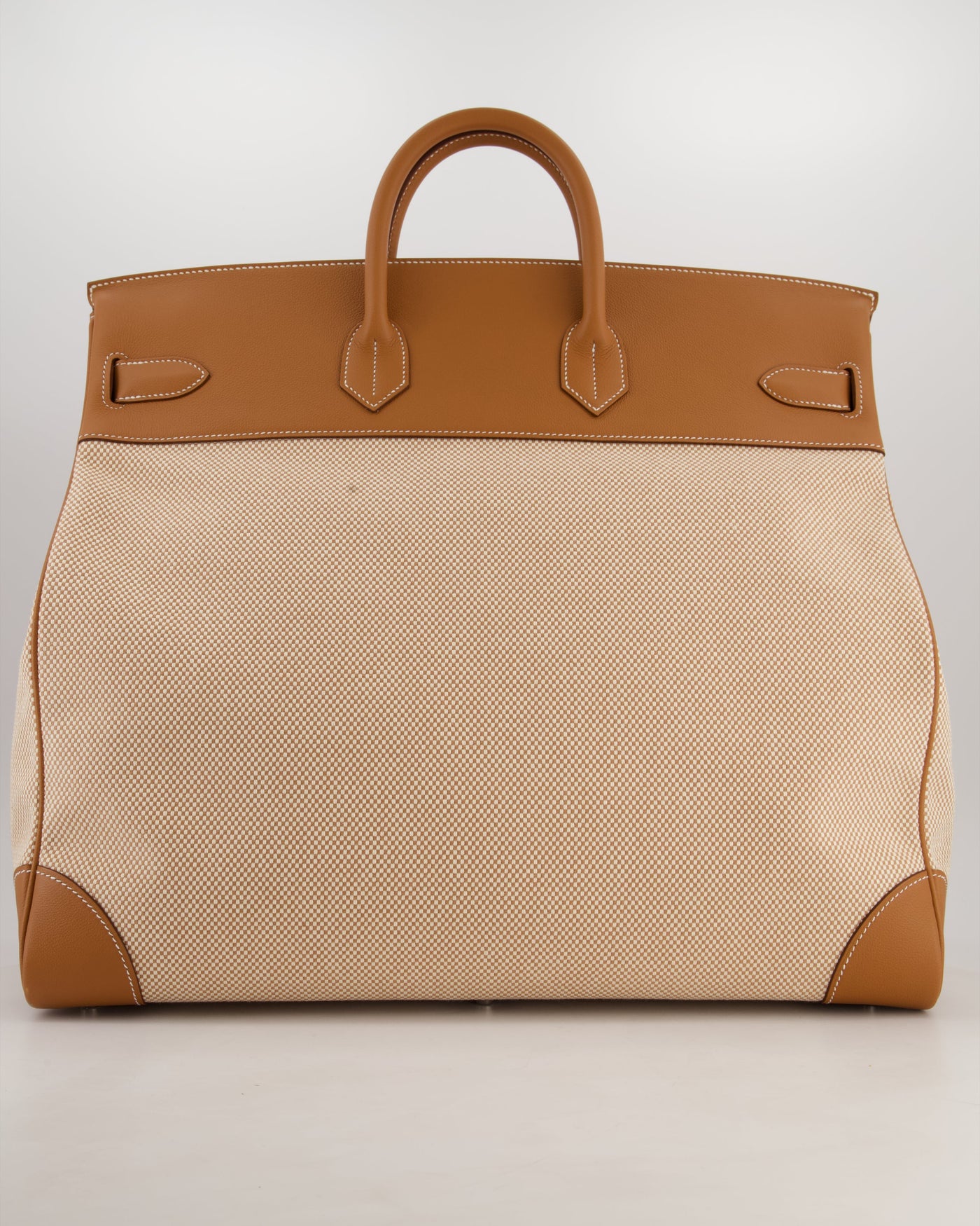 *RARE* Hermes Haut à Courroies HAC 50 Bag in Gold Evercolour Leather & Écru/Beige Toile Cross Canvas with Palladium Hardware - Product Image 6