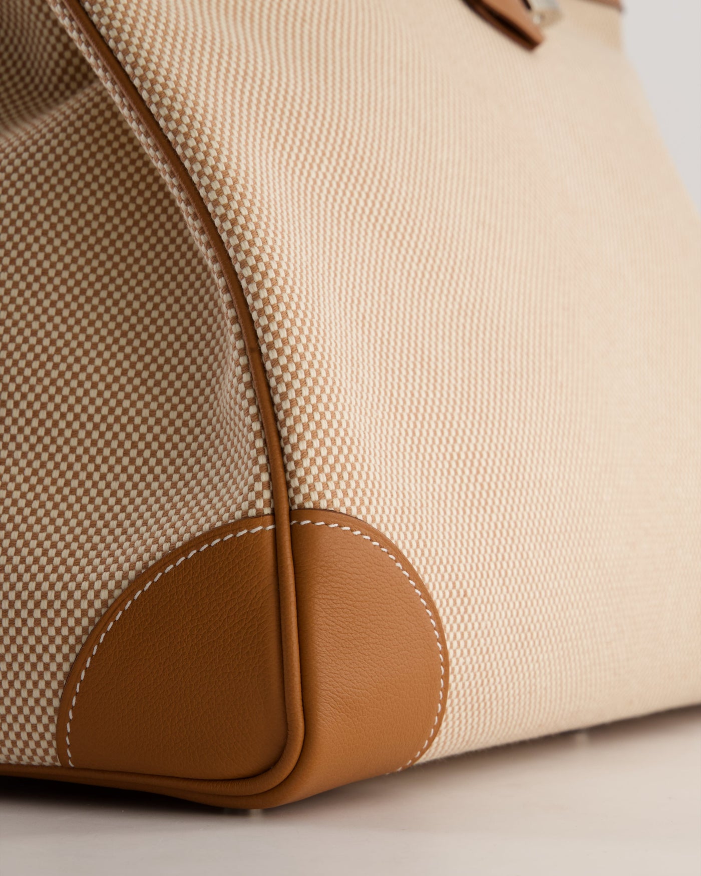 *RARE* Hermes Haut à Courroies HAC 50 Bag in Gold Evercolour Leather & Écru/Beige Toile Cross Canvas with Palladium Hardware - Product Image 10