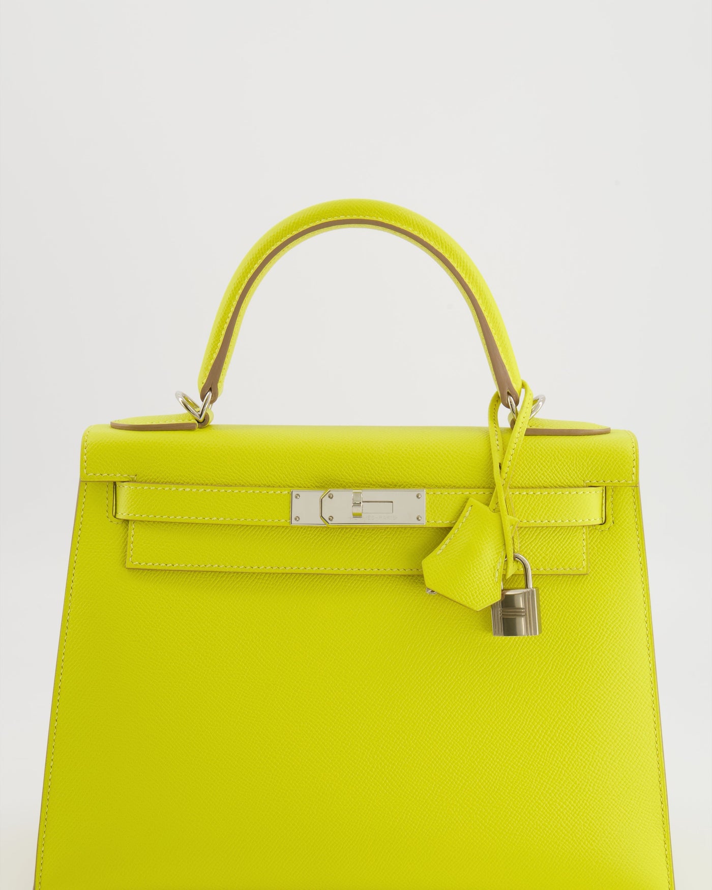 Hermes Kelly 28 Sellier Bag in Lime Epsom Leather with Palladium Hardware - Product Image 11