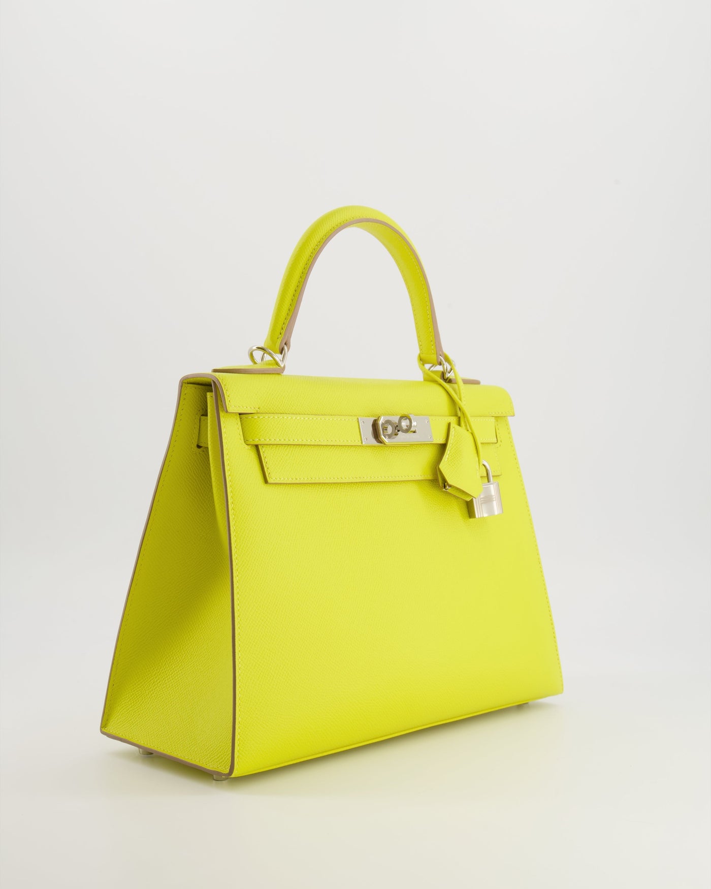 Hermes Kelly 28 Sellier Bag in Lime Epsom Leather with Palladium Hardware - Product Image 4