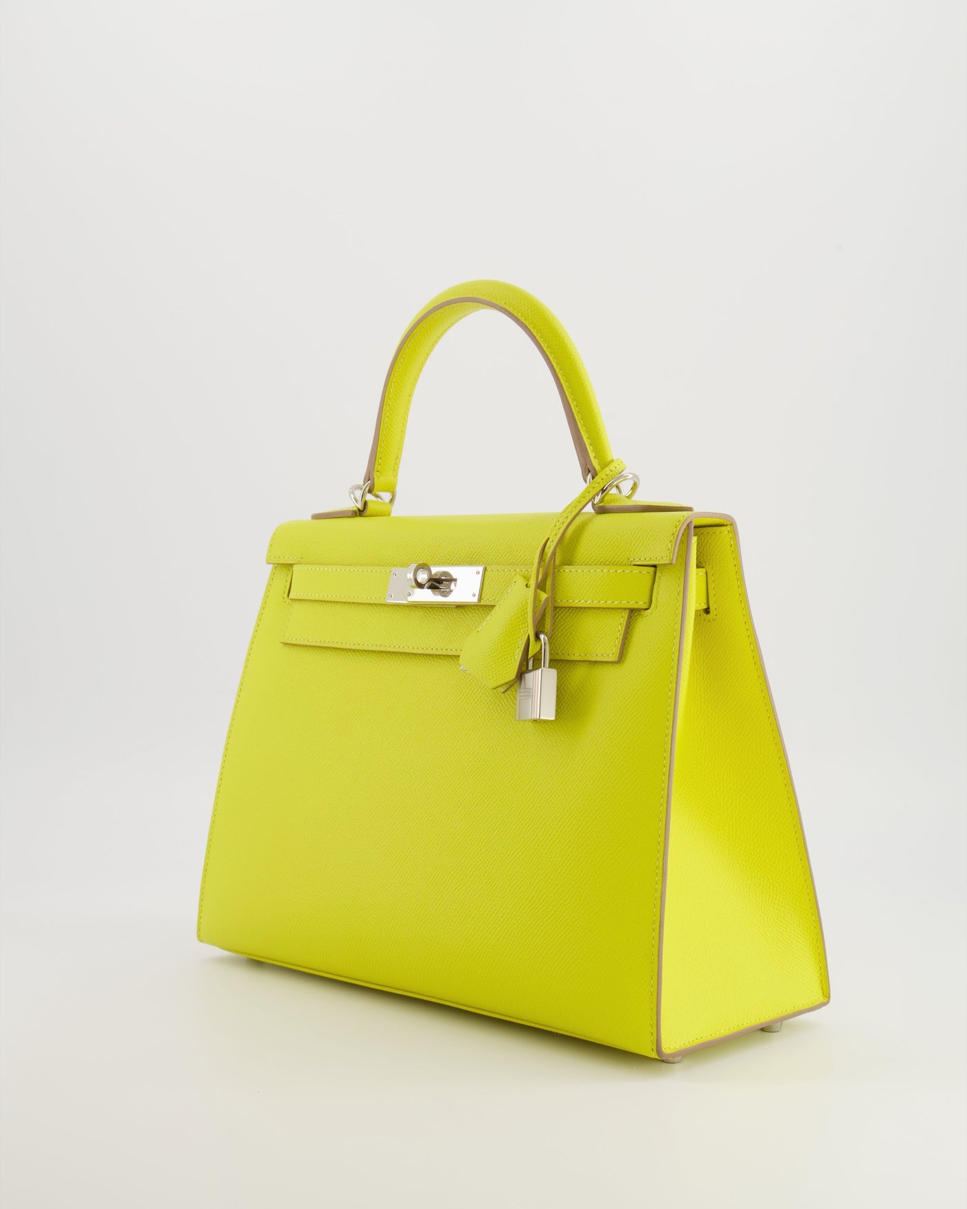 Hermes Kelly 28 Sellier Bag in Lime Epsom Leather with Palladium Hardware - Product Image 5