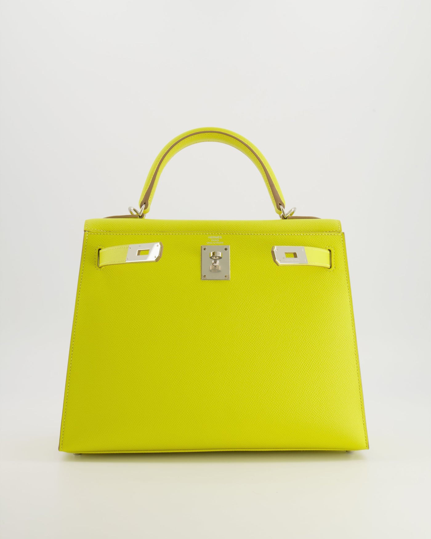 Hermes Kelly 28 Sellier Bag in Lime Epsom Leather with Palladium Hardware - Product Image 3