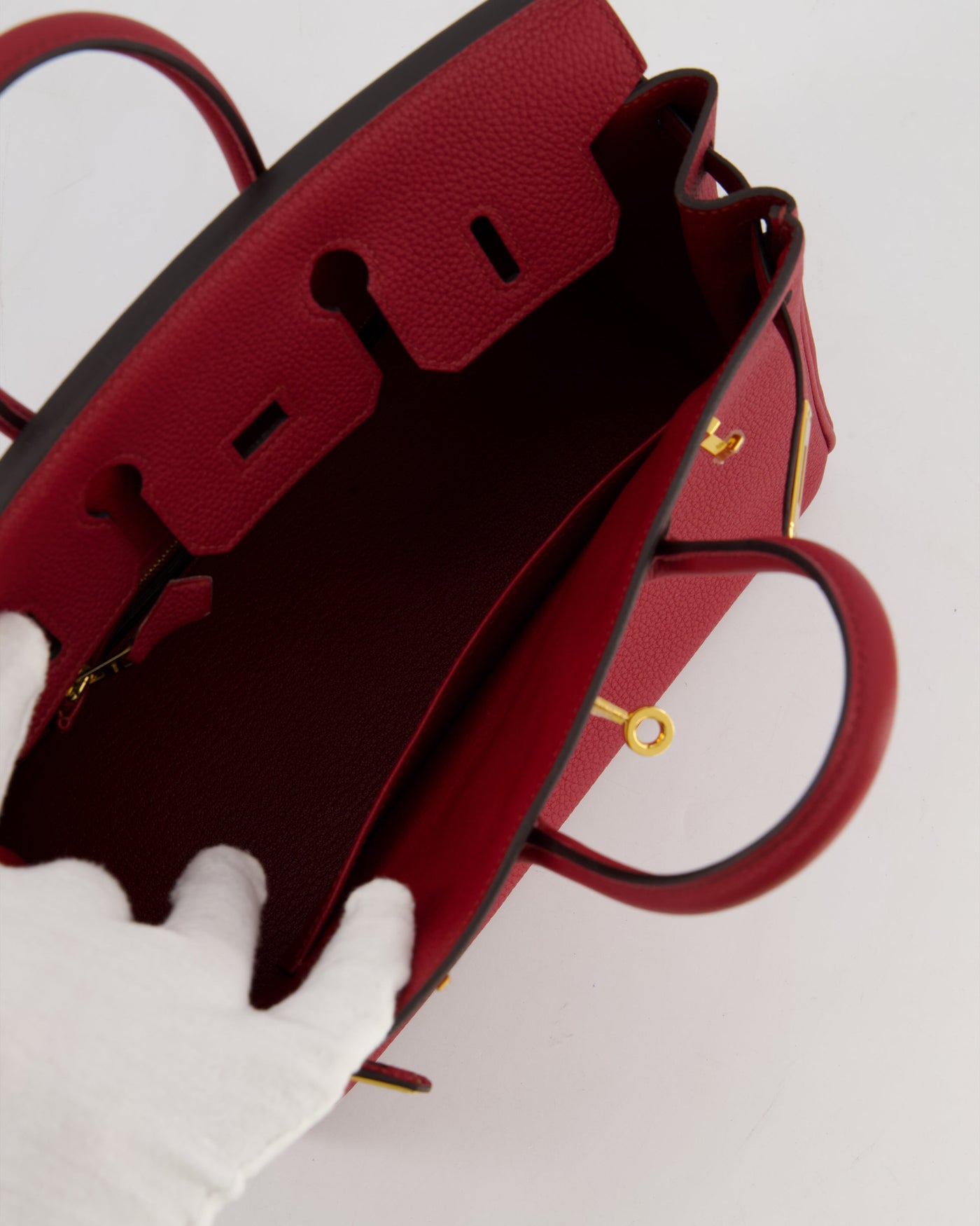 Hermes Birkin 25 Retourne Bag in Rouge Grenat Togo Leather with Gold Hardware - Product Image 21