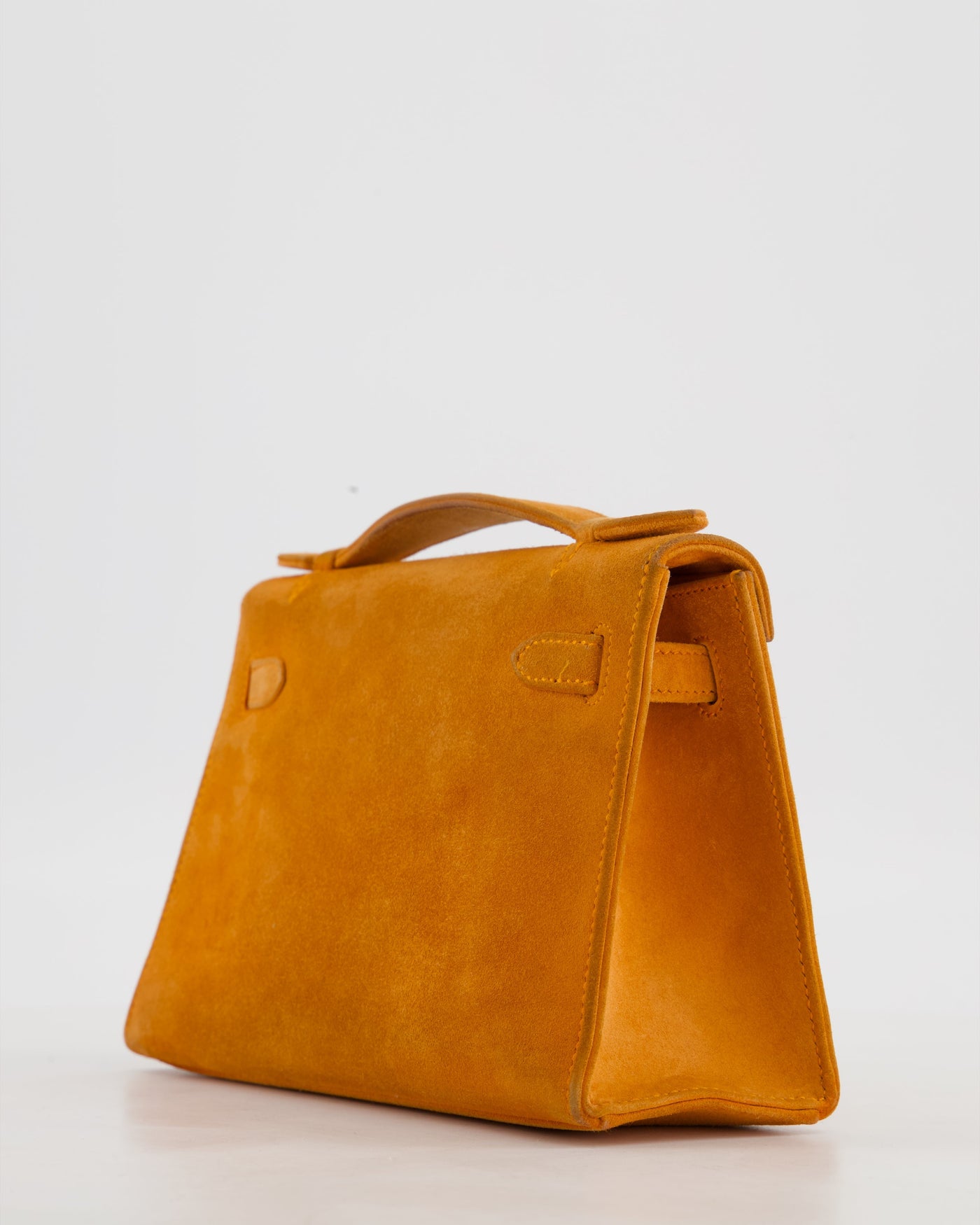 Hermes Mini Kelly Pochette Bag in Orange Veau Doblis Leather with Gold Hardware - Product Image 13