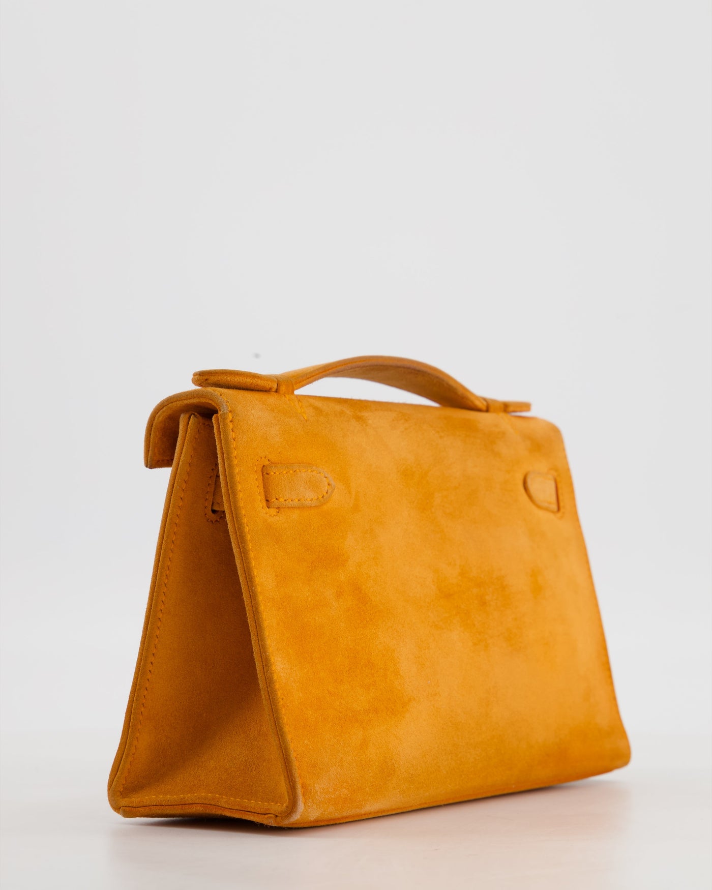 Hermes Mini Kelly Pochette Bag in Orange Veau Doblis Leather with Gold Hardware - Product Image 14
